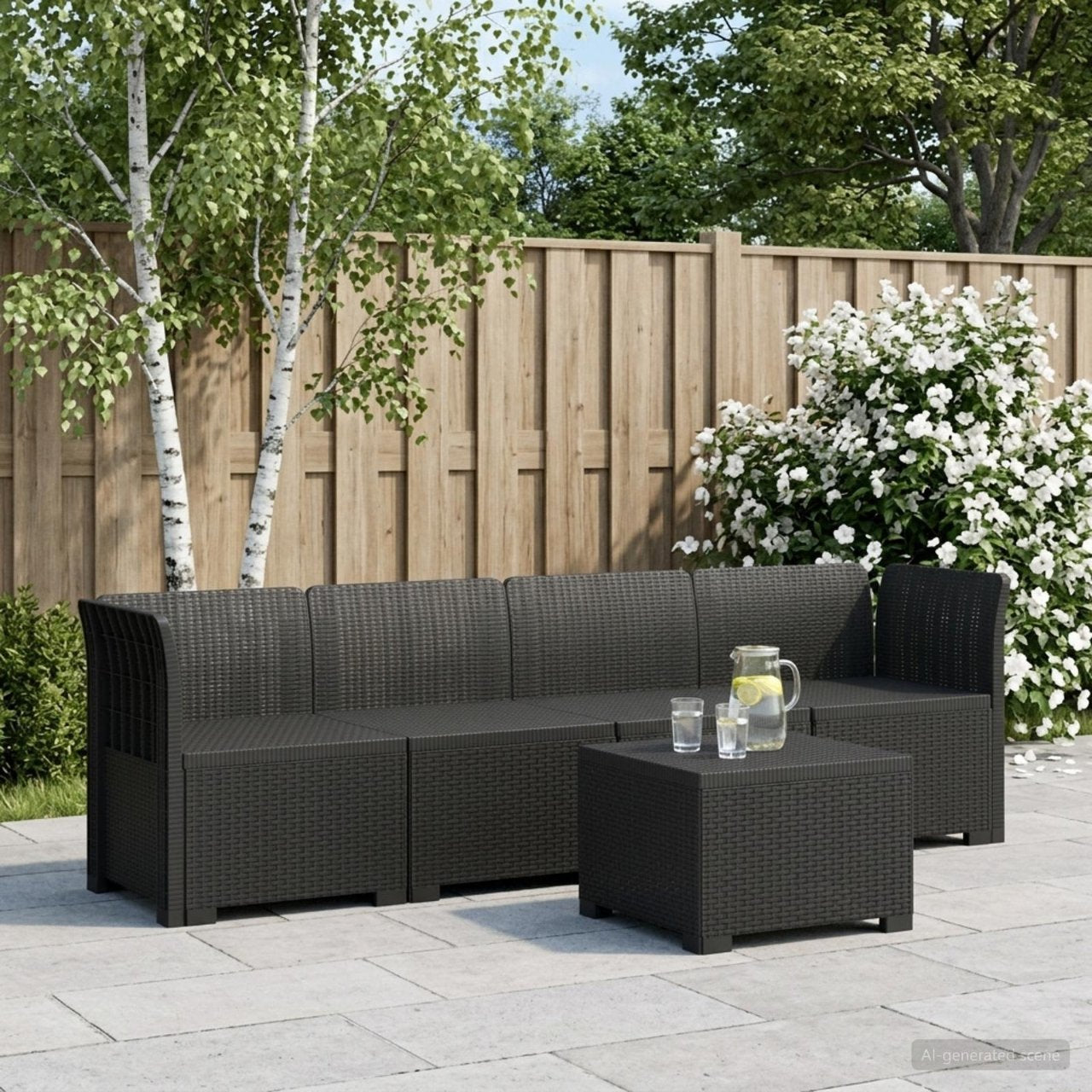 vidaXL 4-Persoons Tuin Sofa Rieten Look PP Antraciet