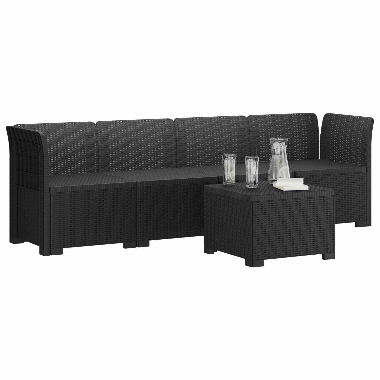 vidaXL 4-Persoons Tuin Sofa Rieten Look PP Antraciet