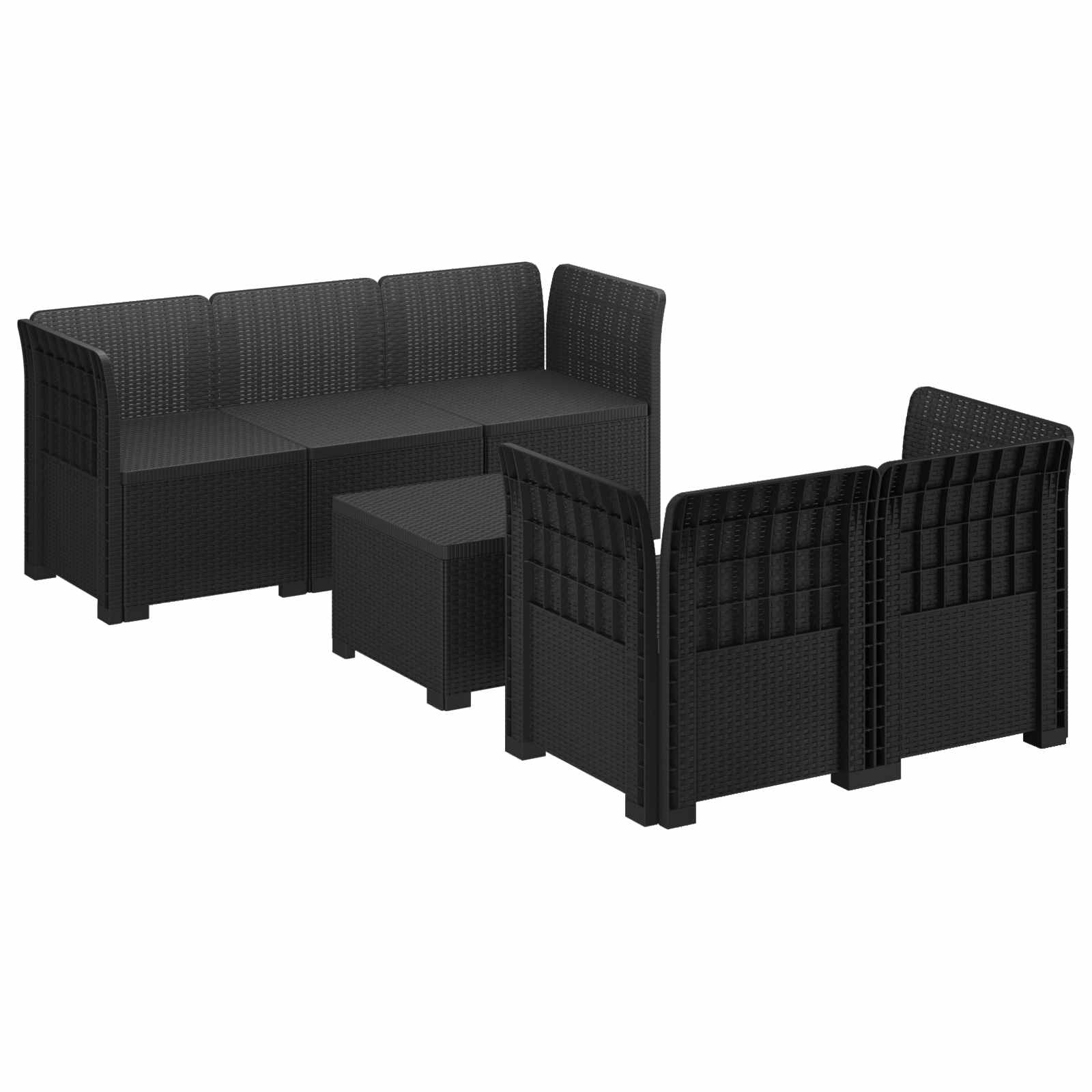 vidaXL 5-Zits Tuin Sofa Rattan Look PP Antraciet