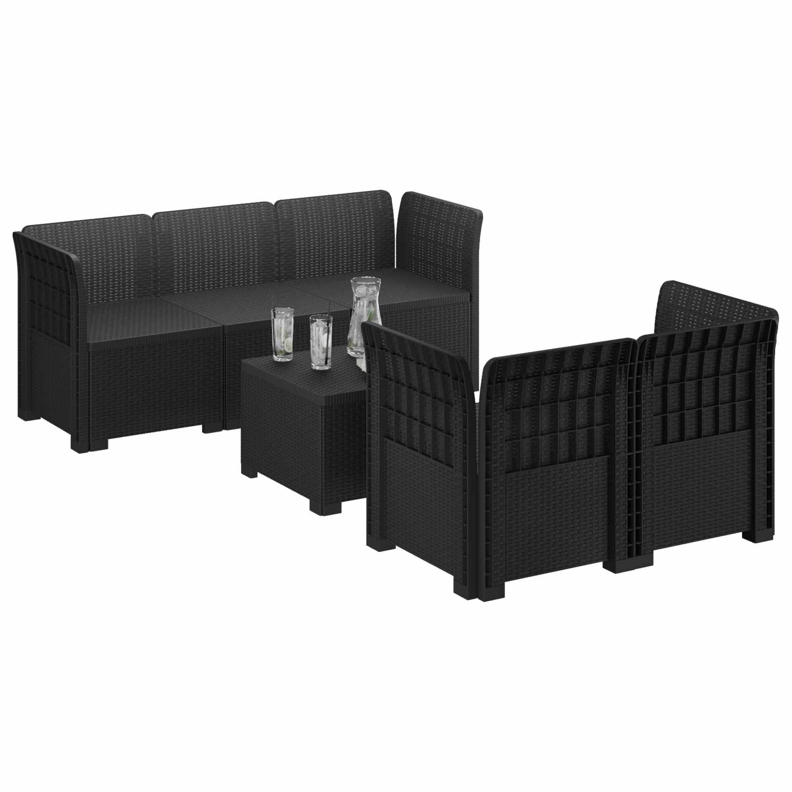 vidaXL 5-Zits Tuin Sofa Rattan Look PP Antraciet