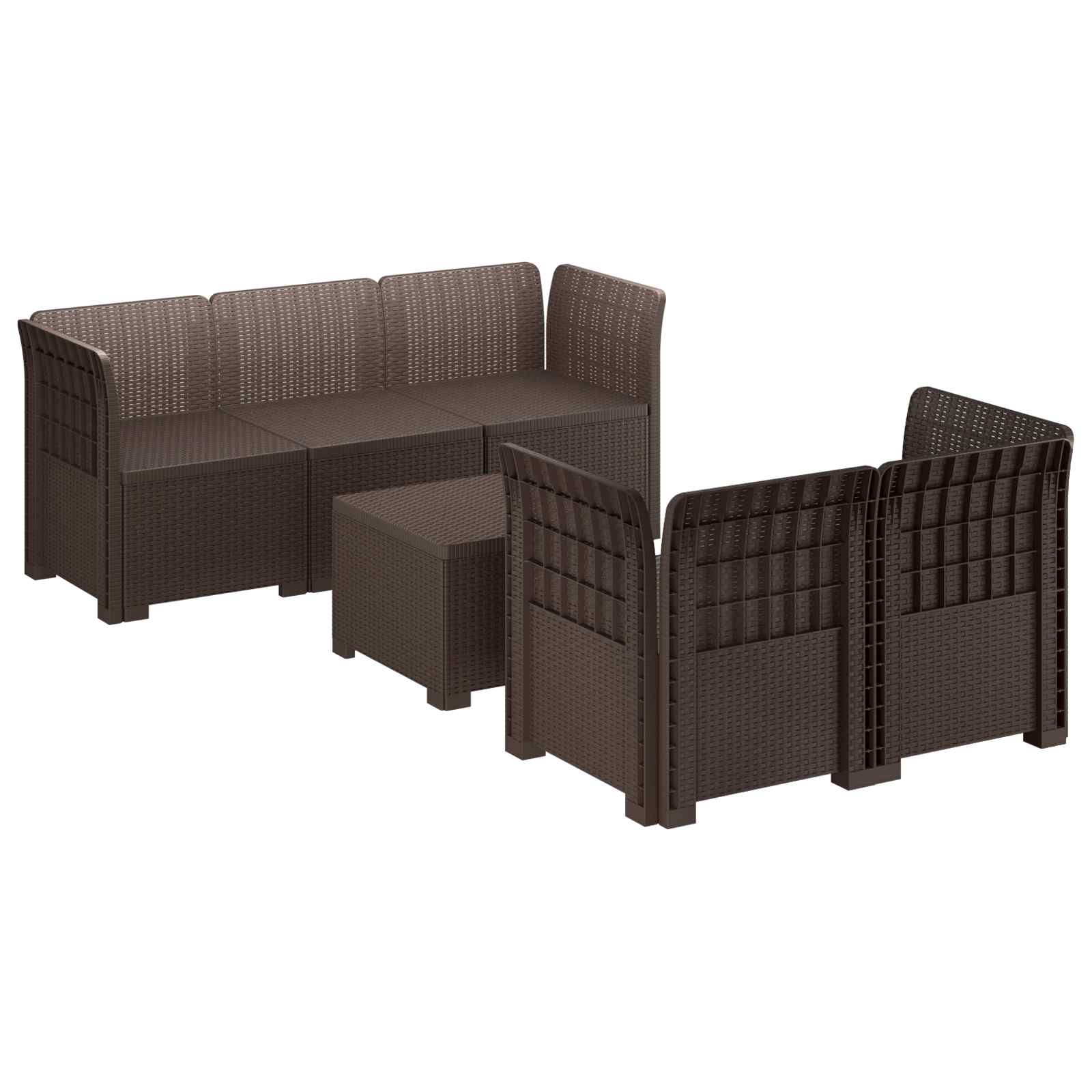 vidaXL 5-Zits Tuin Sofa Rattan Look PP Antraciet