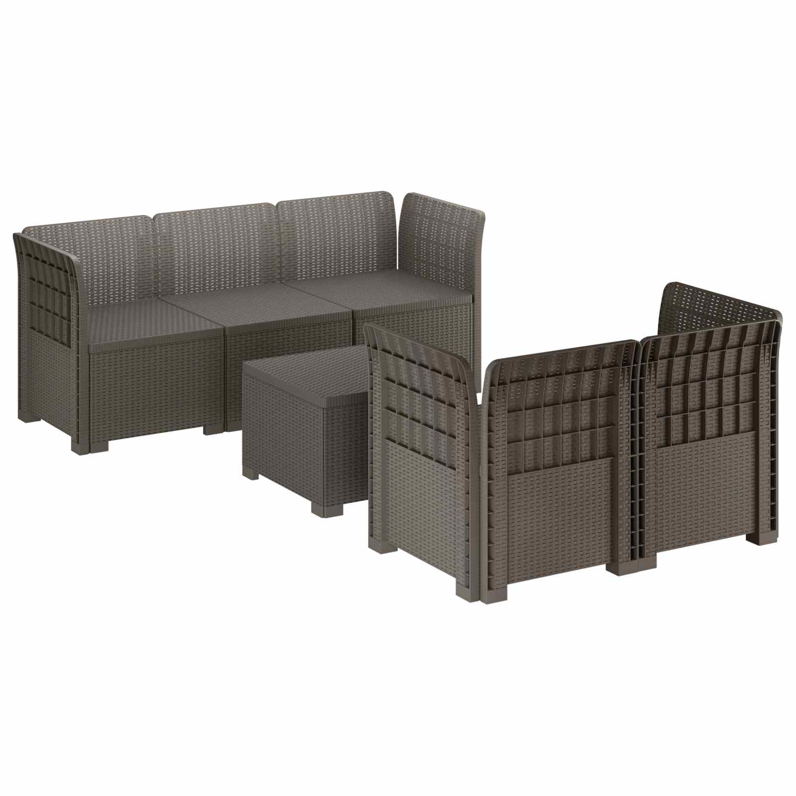 vidaXL 5-Zits Tuin Sofa Rattan Look PP Antraciet
