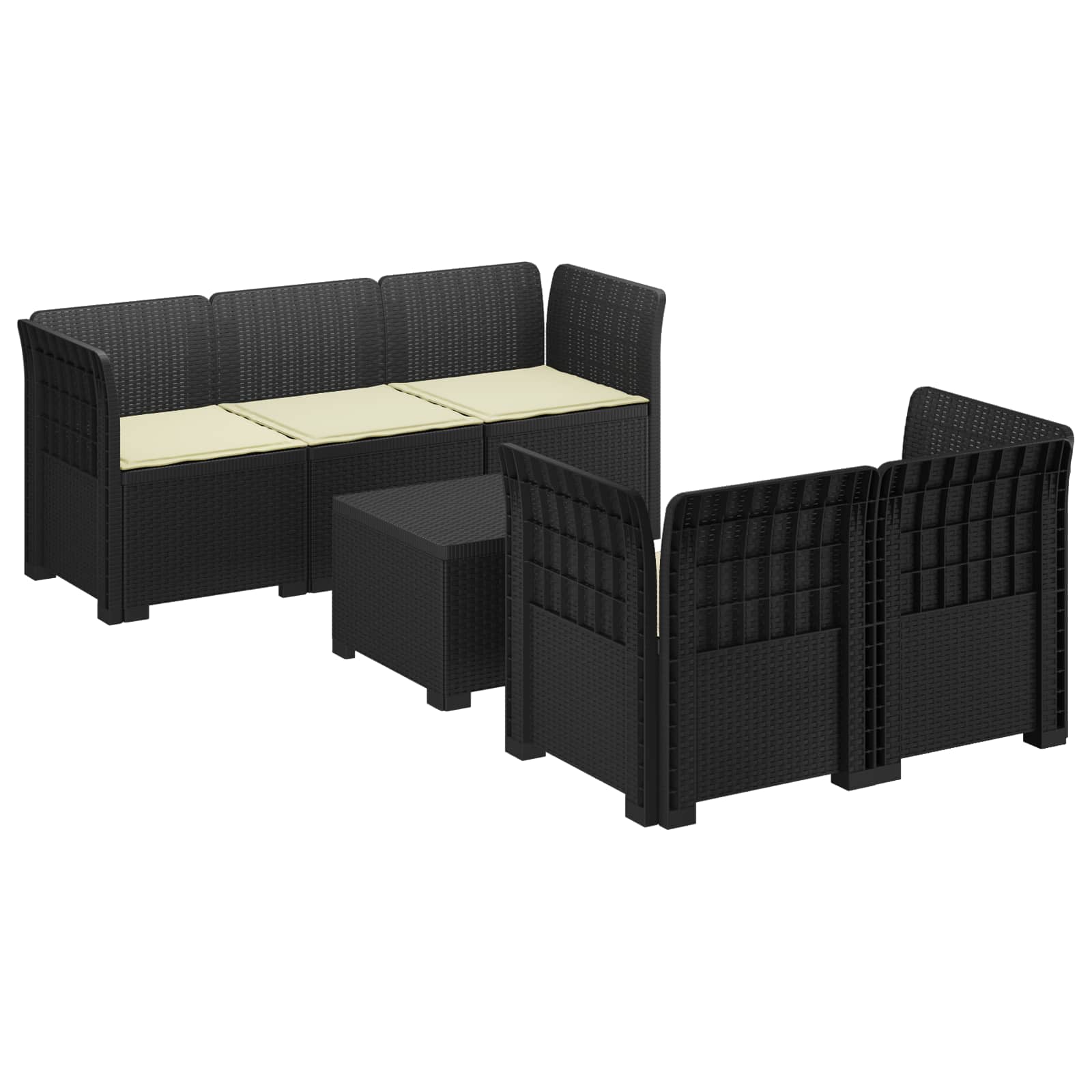 vidaXL 5-Zits Tuin Sofa Rattan Look PP Antraciet