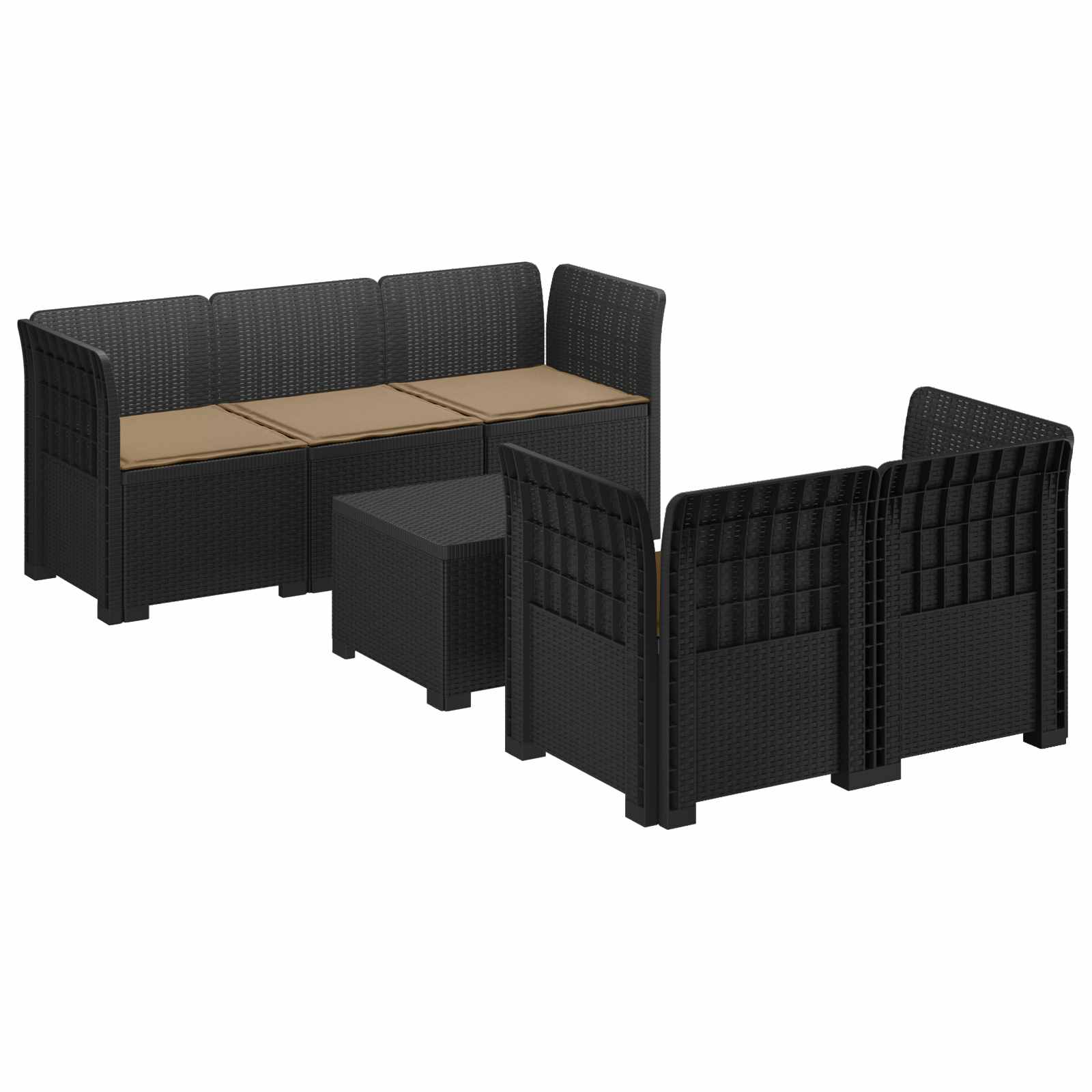 vidaXL 5-Zits Tuin Sofa Rattan Look PP Antraciet