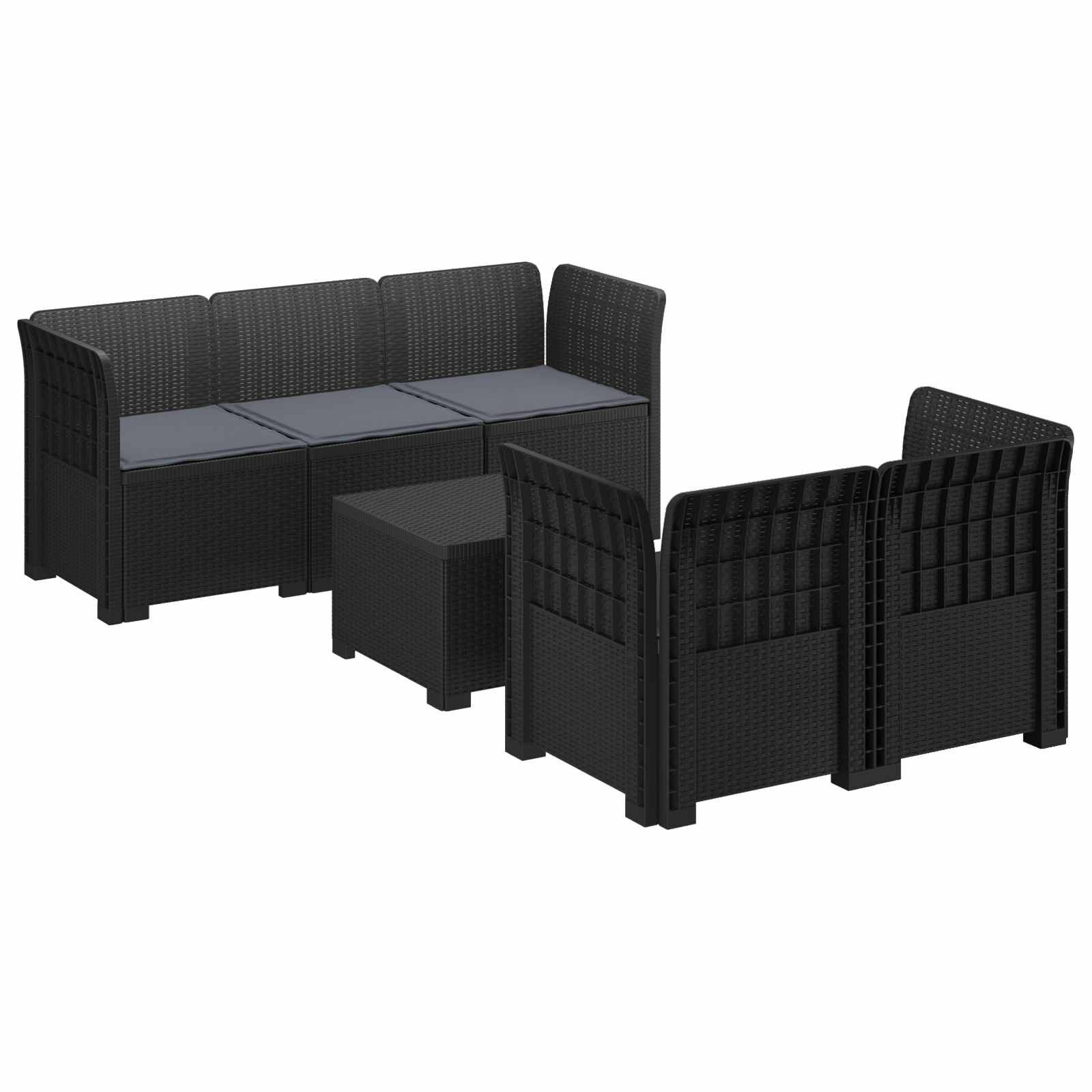 vidaXL 5-Zits Tuin Sofa Rattan Look PP Antraciet