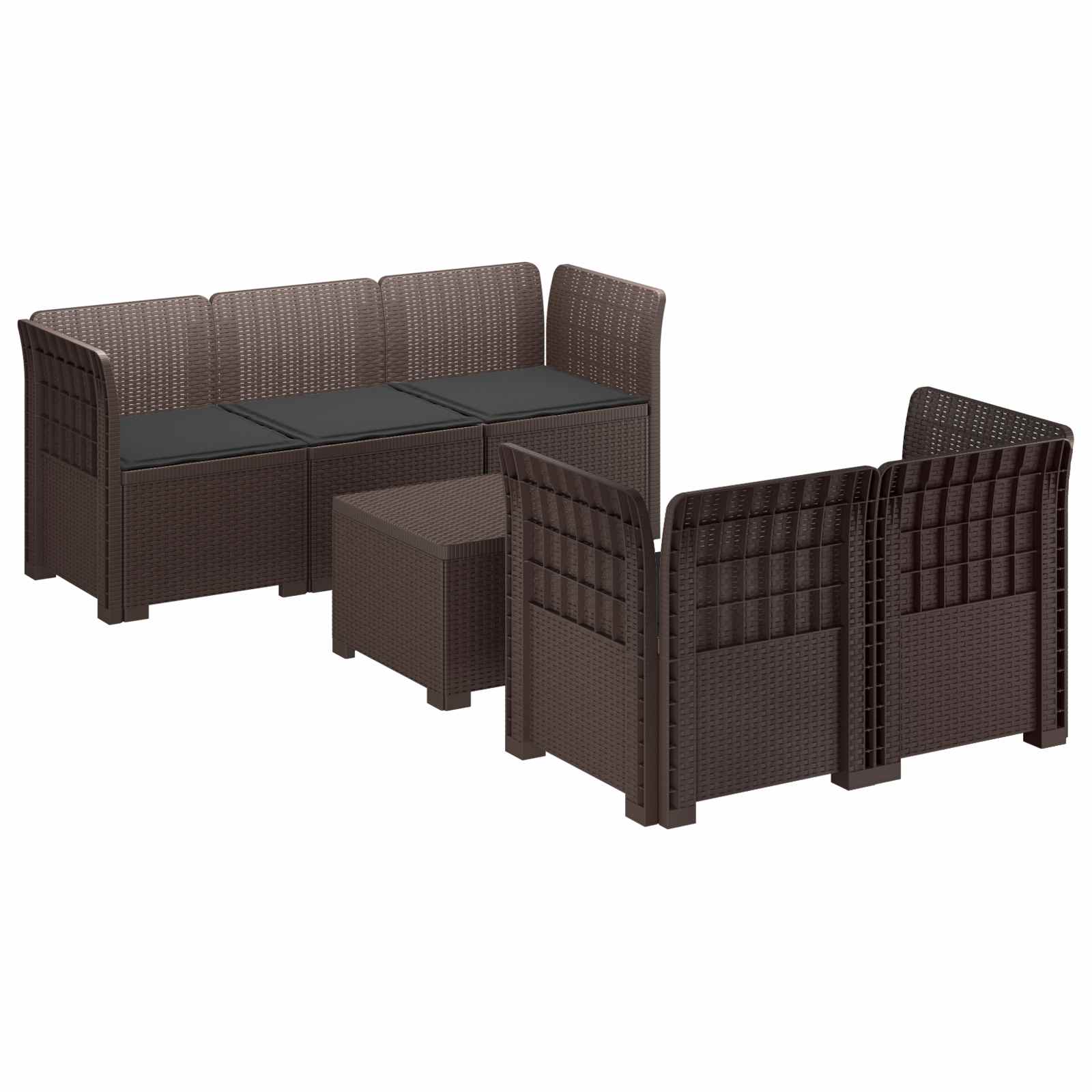 vidaXL 5-Zits Tuin Sofa Rattan Look PP Antraciet