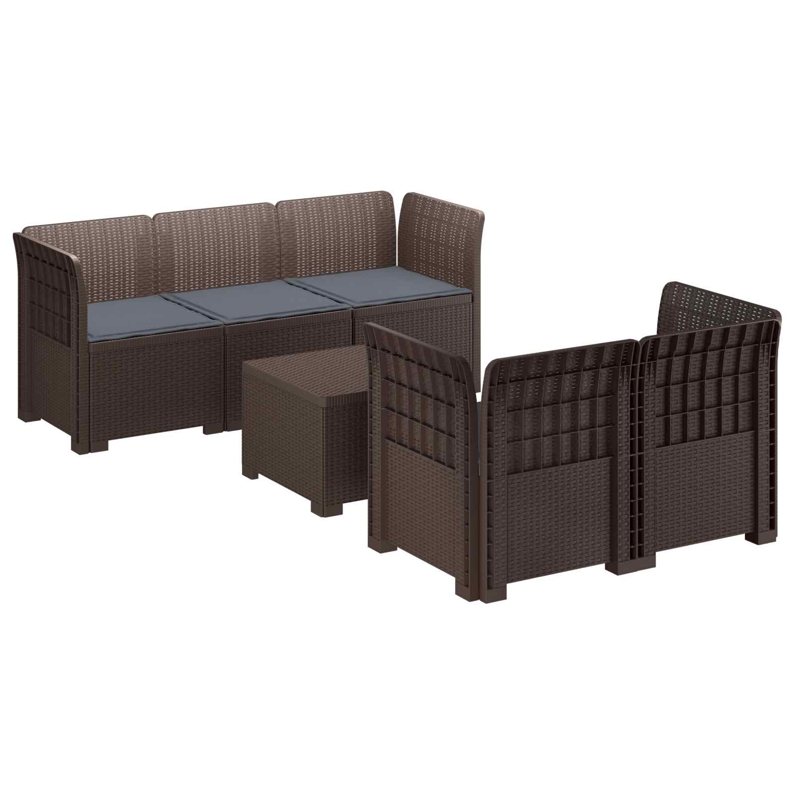 vidaXL 5-Zits Tuin Sofa Rattan Look PP Antraciet