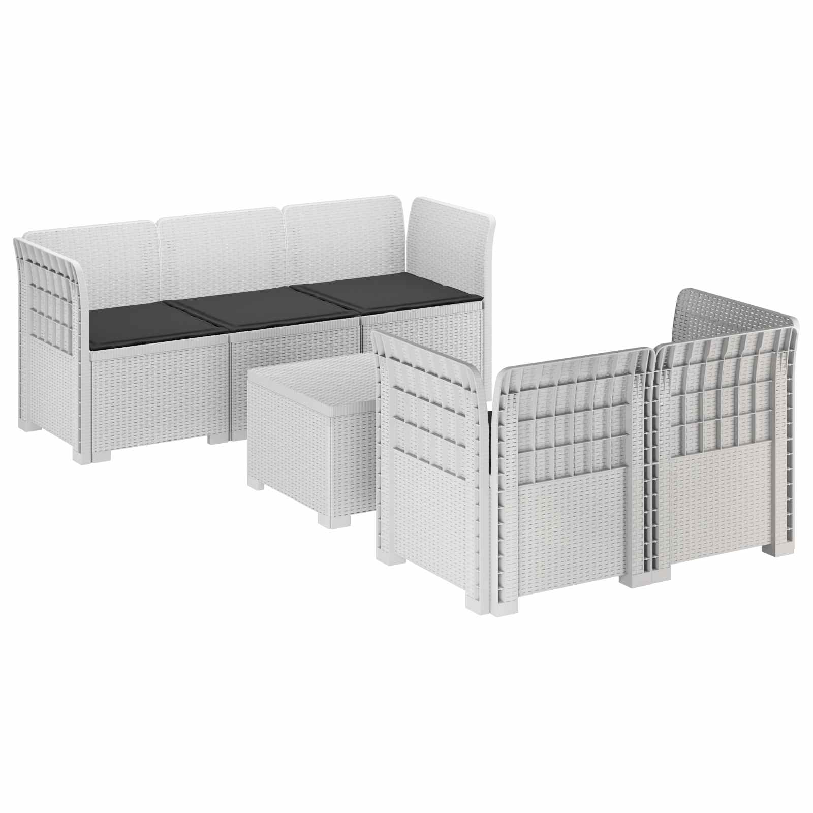 vidaXL 5-Zits Tuin Sofa Rattan Look PP Antraciet