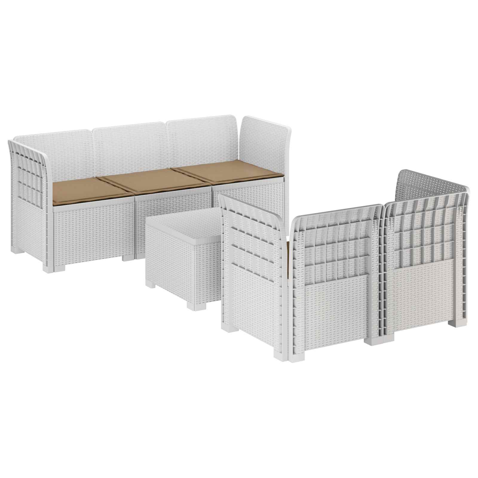 vidaXL 5-Zits Tuin Sofa Rattan Look PP Antraciet
