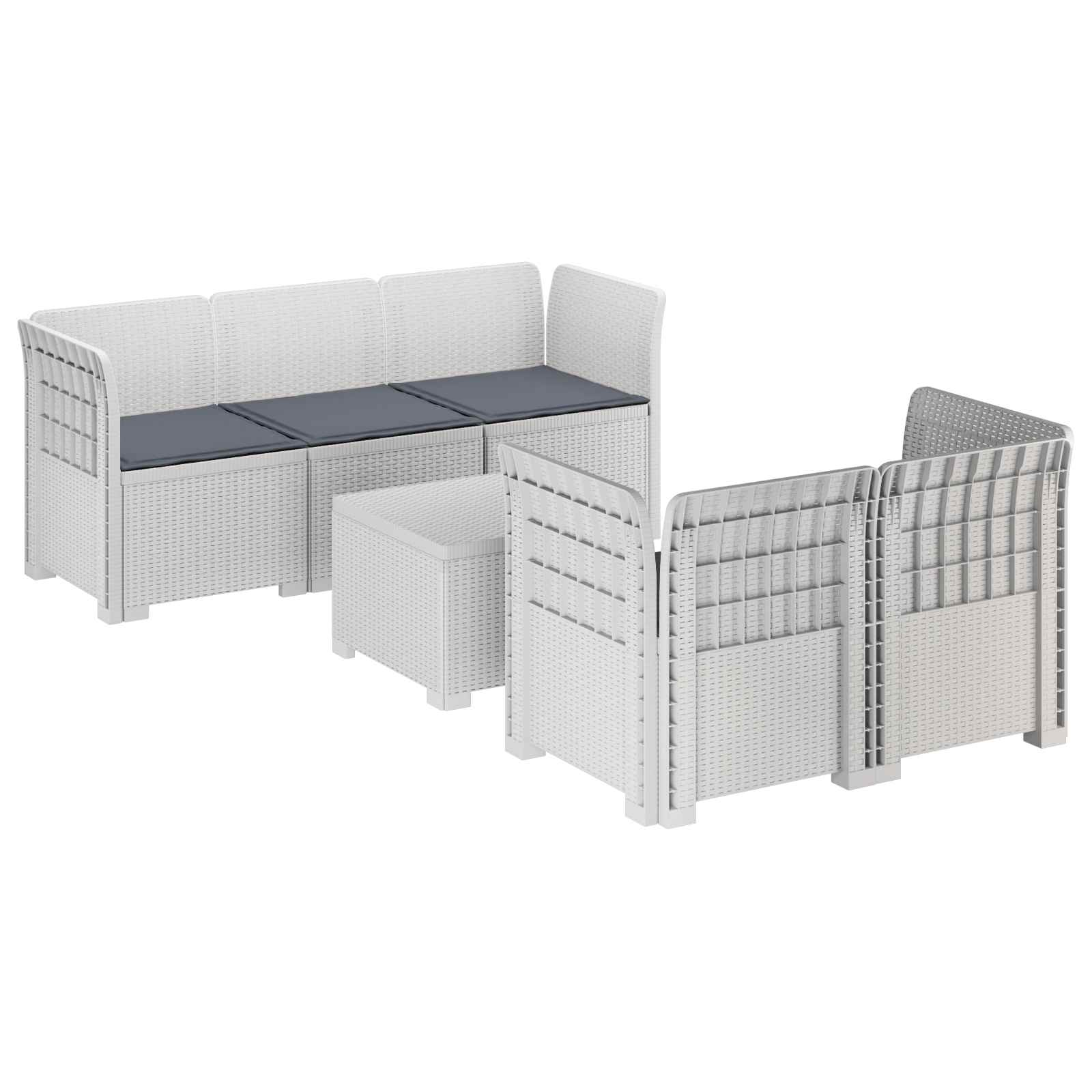 vidaXL 5-Zits Tuin Sofa Rattan Look PP Antraciet