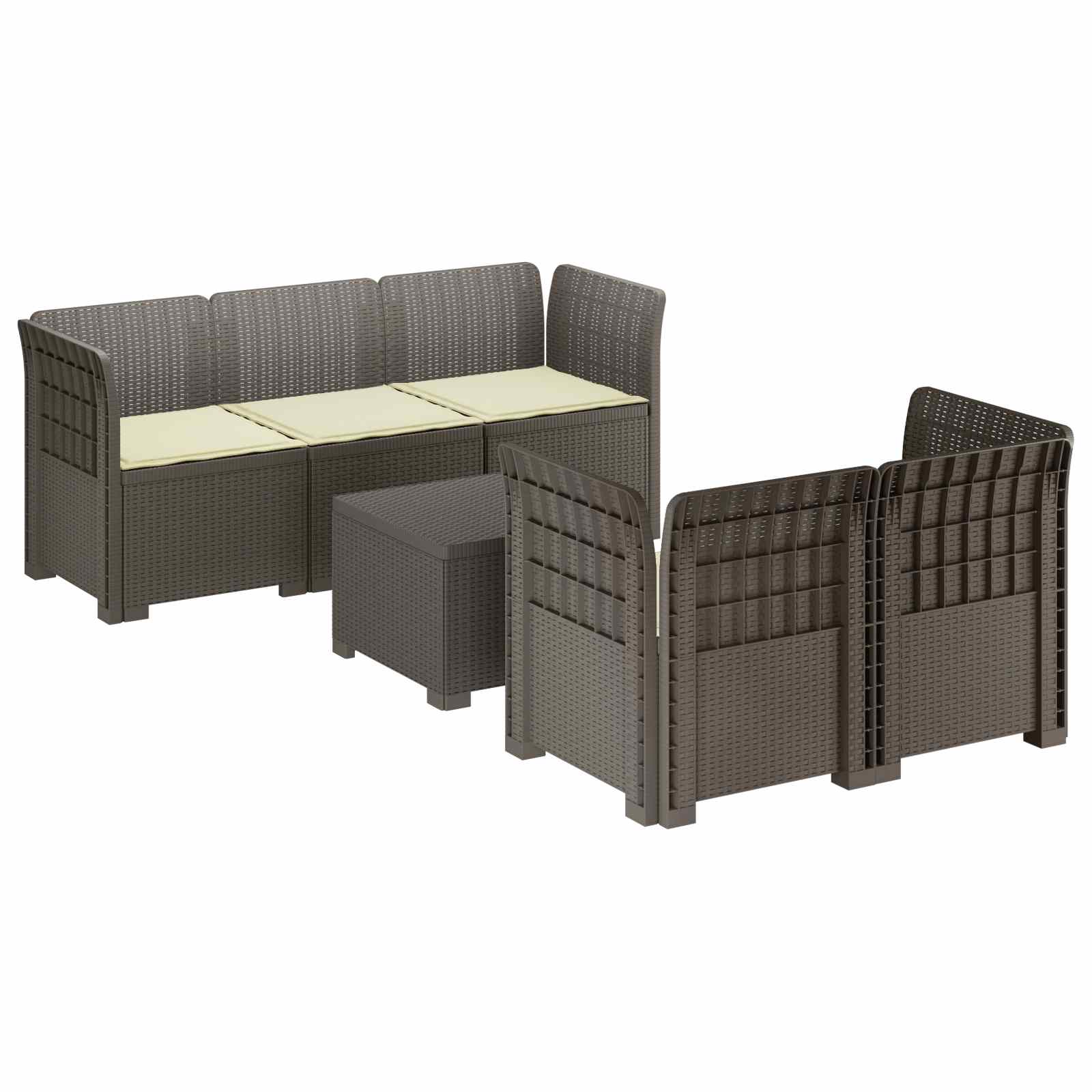 vidaXL 5-Zits Tuin Sofa Rattan Look PP Antraciet
