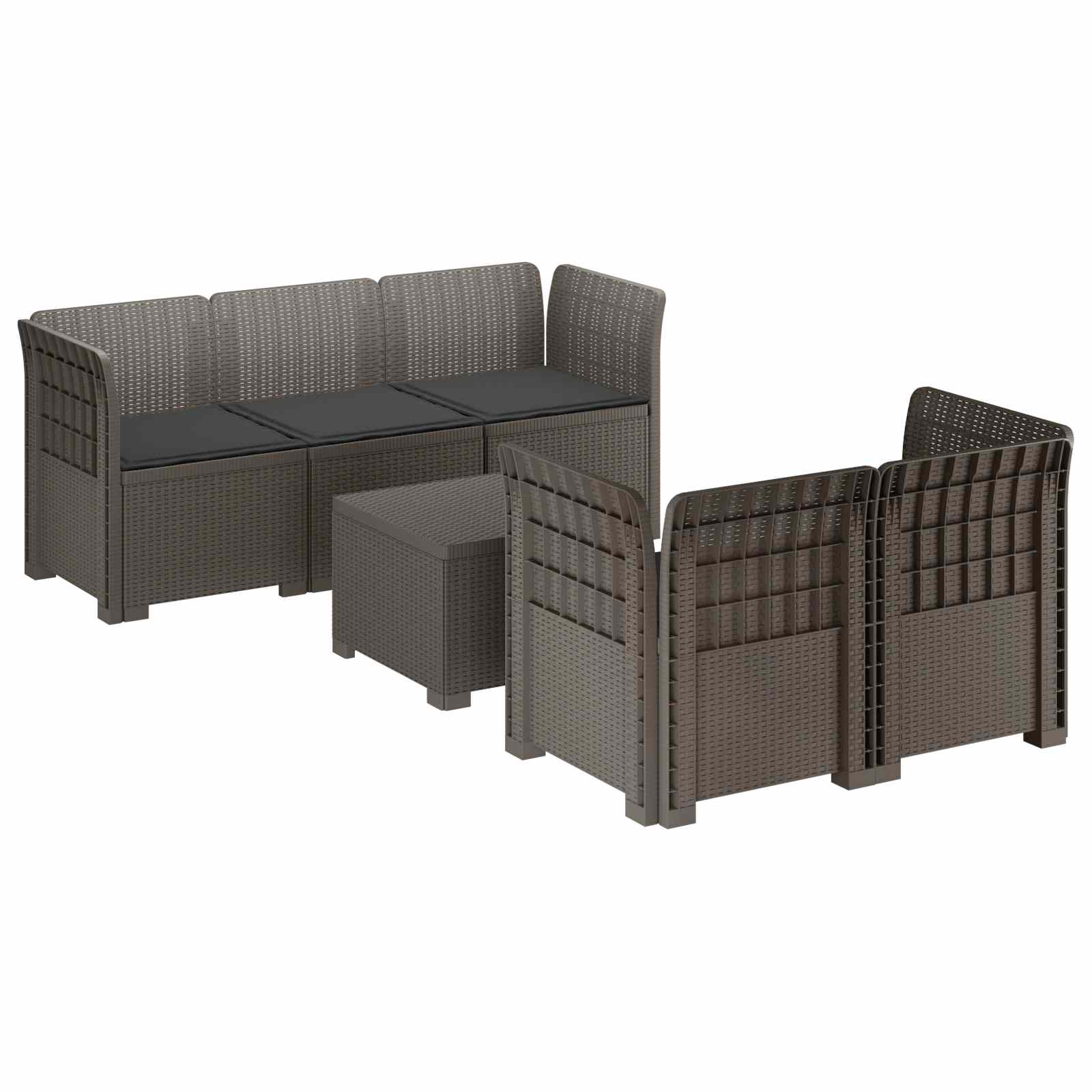 vidaXL 5-Zits Tuin Sofa Rattan Look PP Antraciet