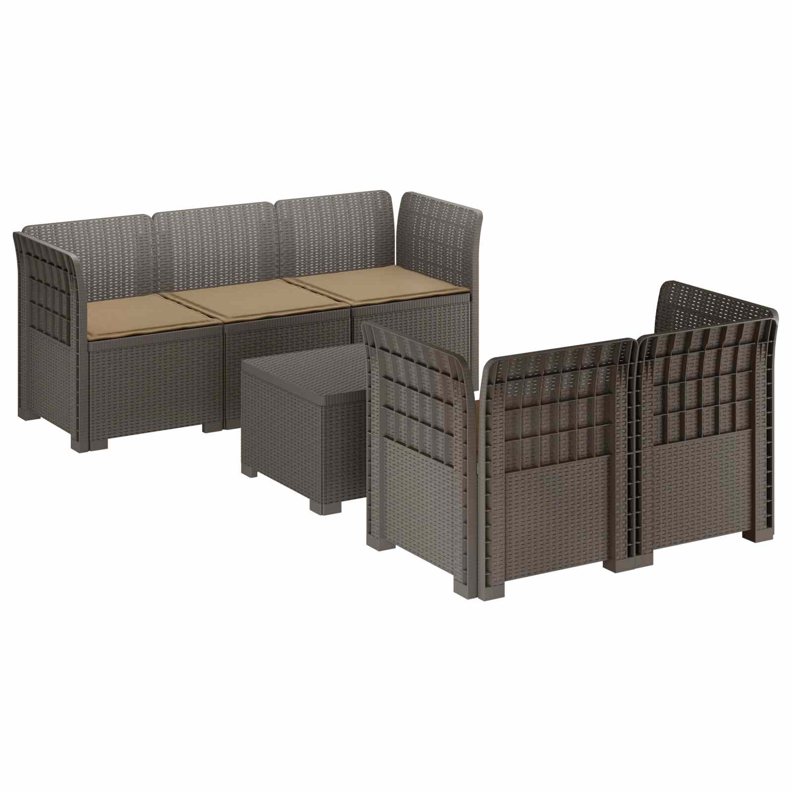 vidaXL 5-Zits Tuin Sofa Rattan Look PP Antraciet