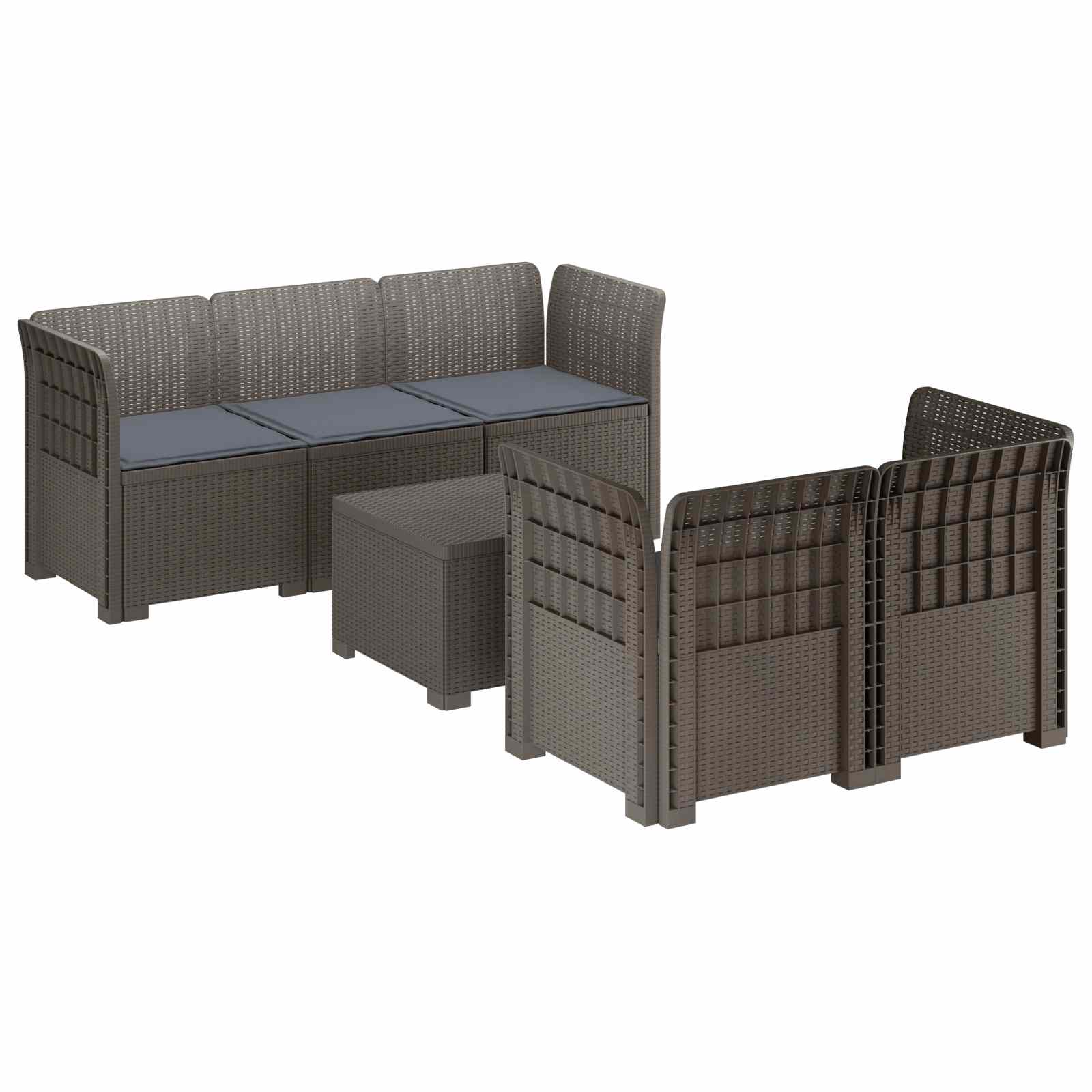 vidaXL 5-Zits Tuin Sofa Rattan Look PP Antraciet