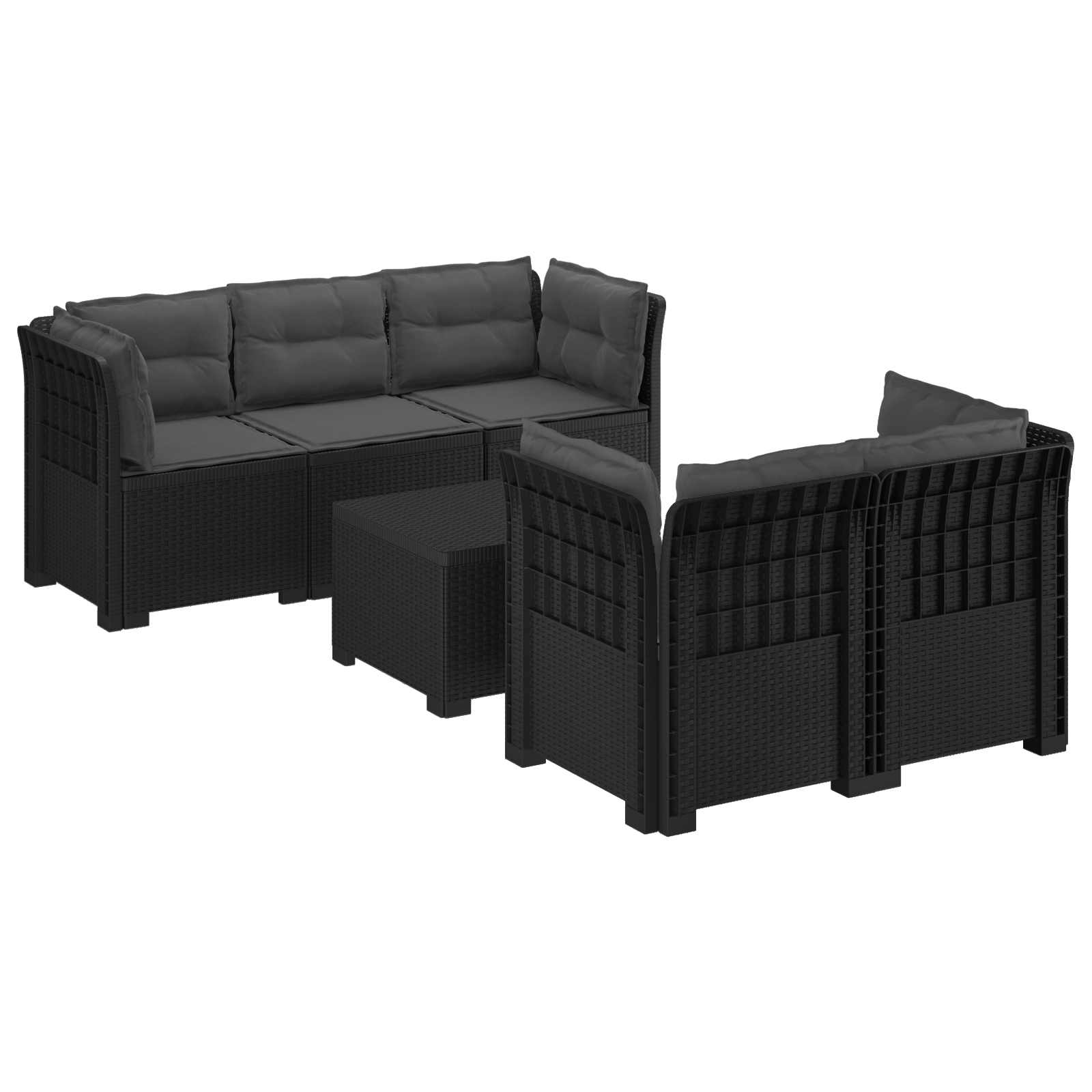 vidaXL 5-Zits Tuin Sofa Rattan Look PP Antraciet