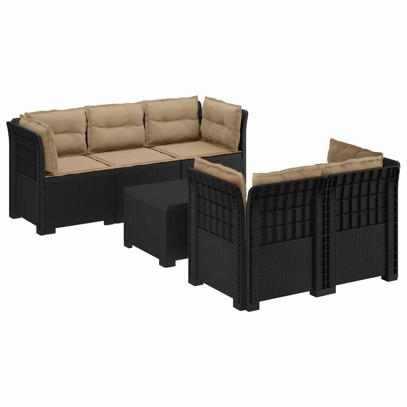 vidaXL 5-Zits Tuin Sofa Rattan Look PP Antraciet