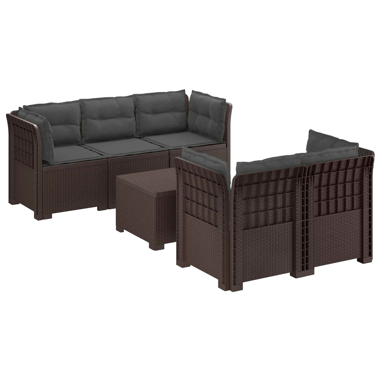 vidaXL 5-Zits Tuin Sofa Rattan Look PP Antraciet