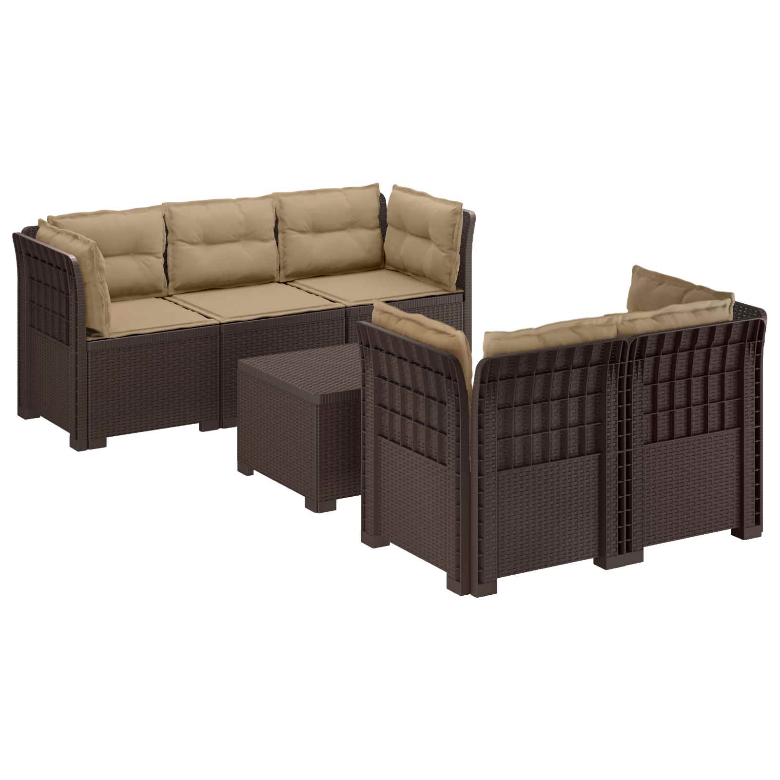 vidaXL 5-Zits Tuin Sofa Rattan Look PP Antraciet