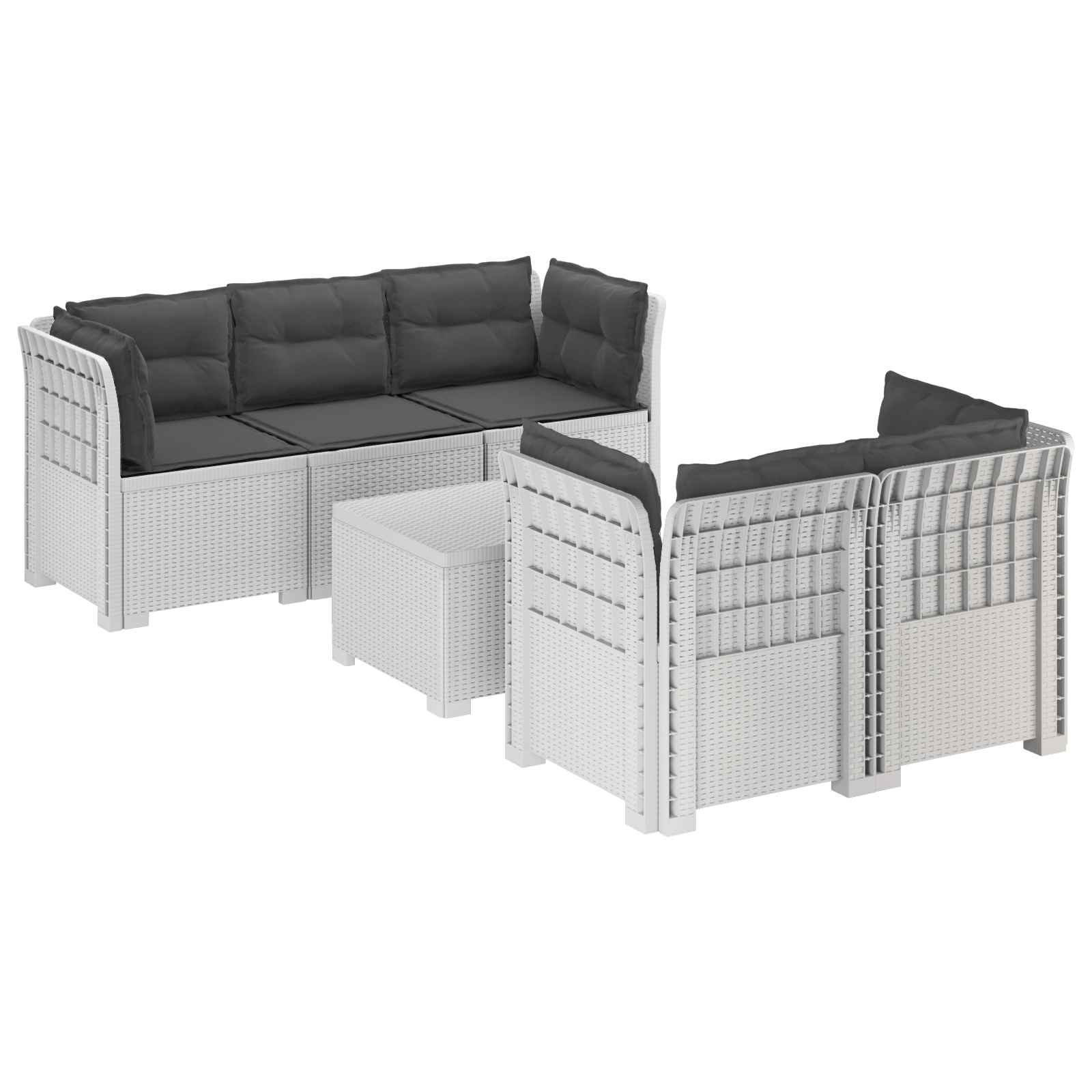 vidaXL 5-Zits Tuin Sofa Rattan Look PP Antraciet