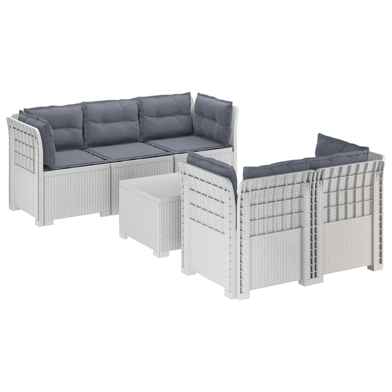 vidaXL 5-Zits Tuin Sofa Rattan Look PP Antraciet