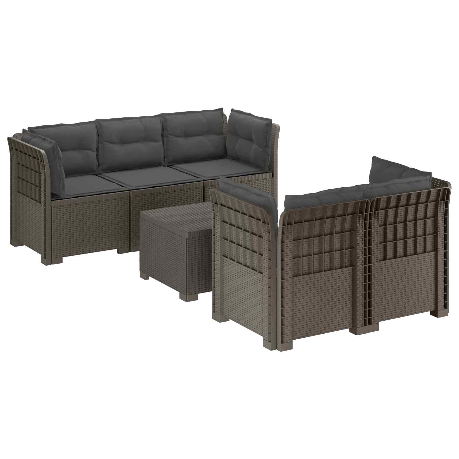 vidaXL 5-Zits Tuin Sofa Rattan Look PP Antraciet