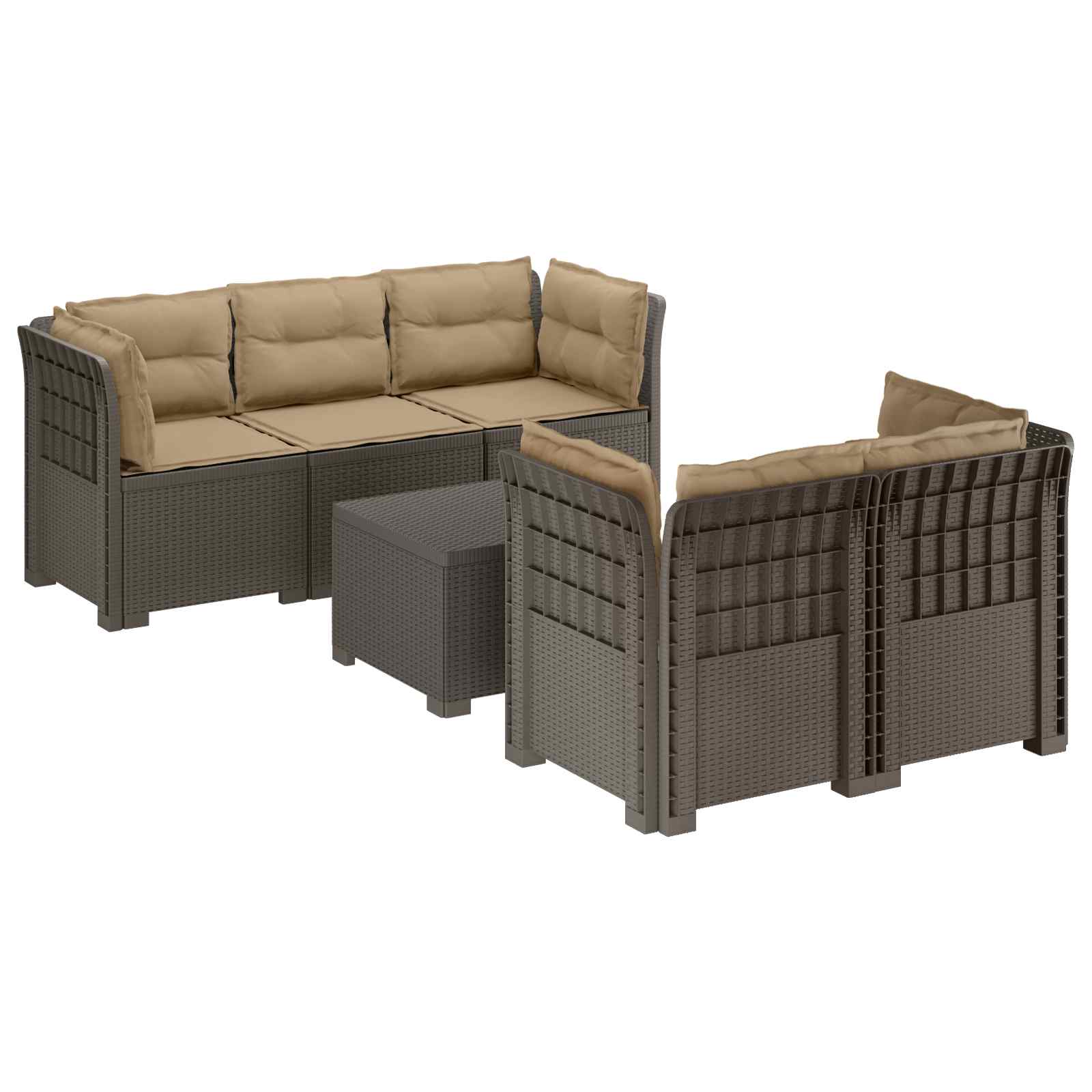 vidaXL 5-Zits Tuin Sofa Rattan Look PP Antraciet