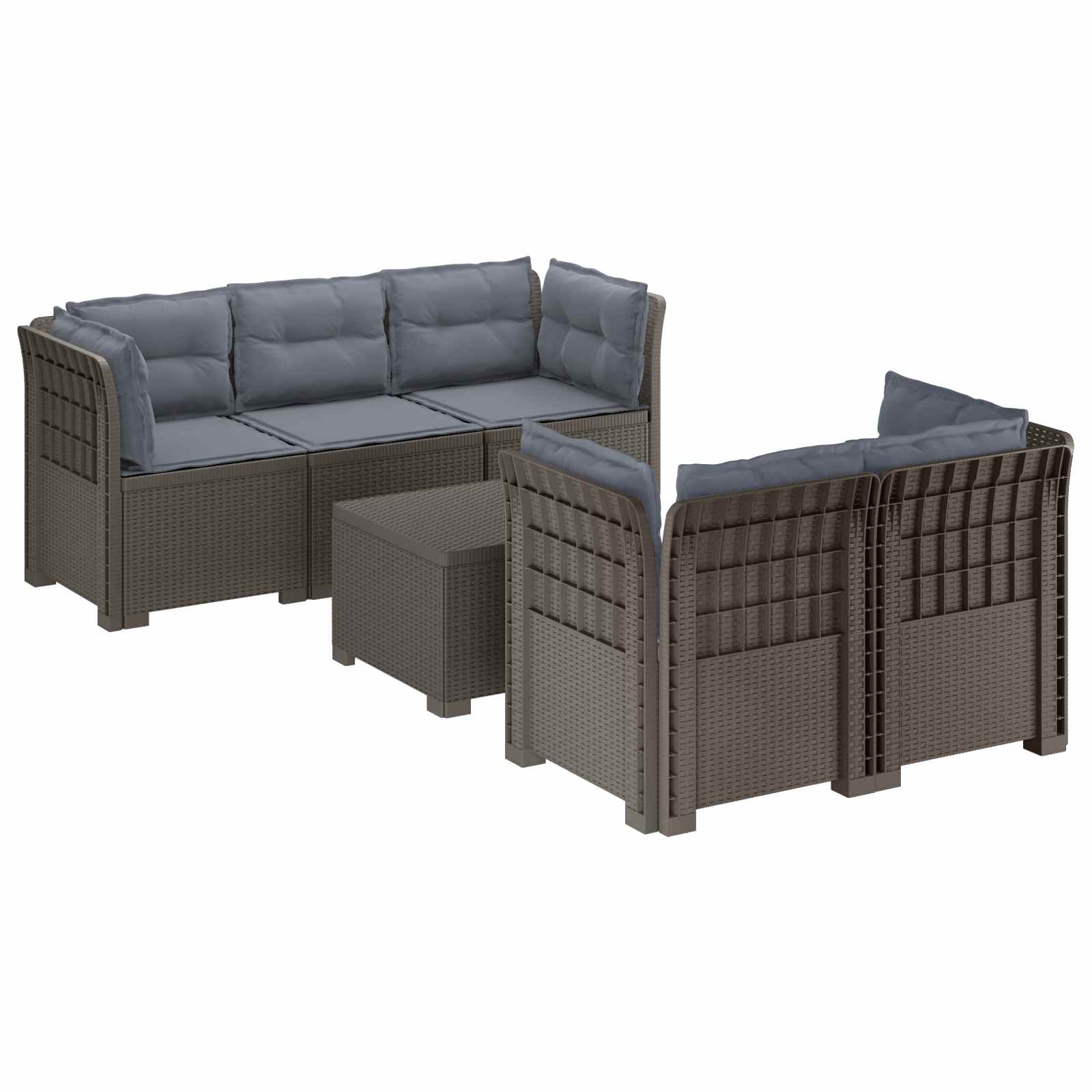 vidaXL 5-Zits Tuin Sofa Rattan Look PP Antraciet