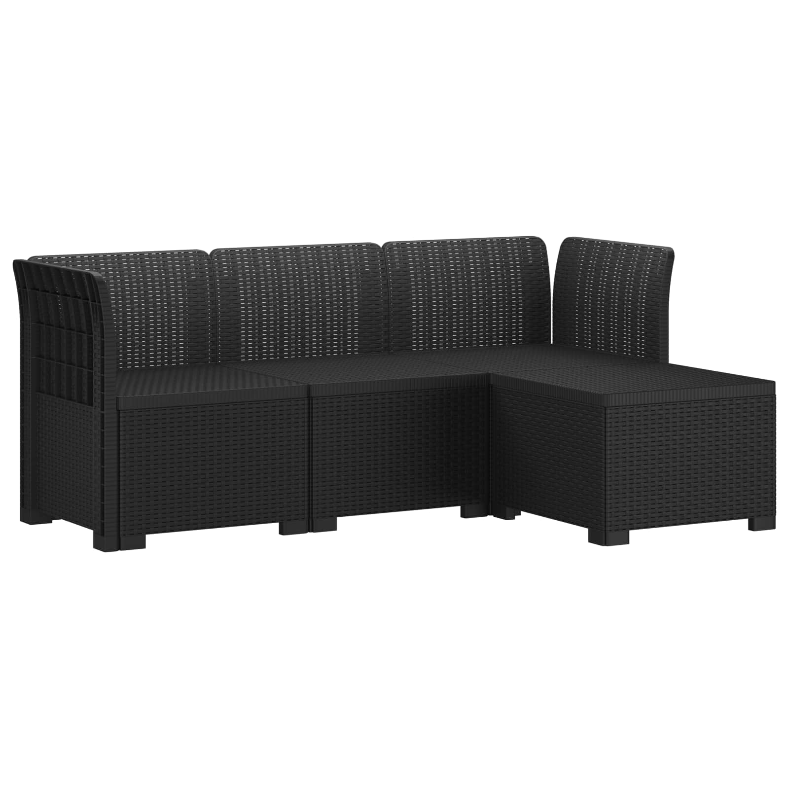 vidaXL 4-Persoons Tuinbank Rieten Look PP Antraciet