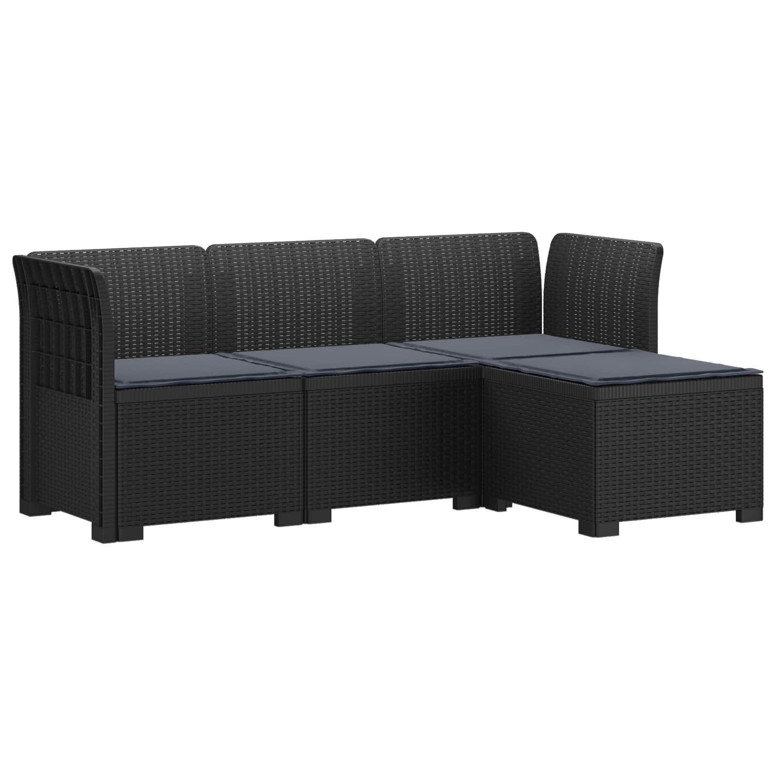 vidaXL 4-Persoons Tuinbank Rieten Look PP Antraciet