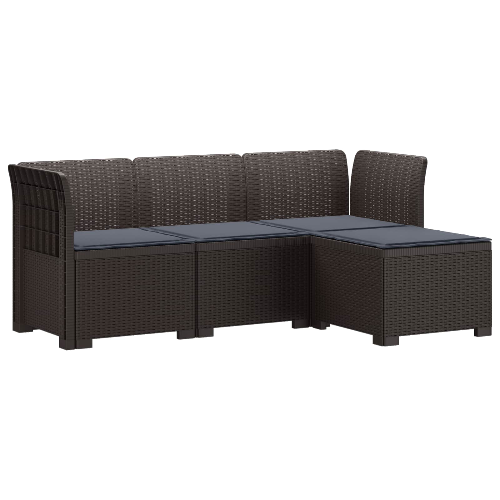 vidaXL 4-Persoons Tuinbank Rieten Look PP Antraciet