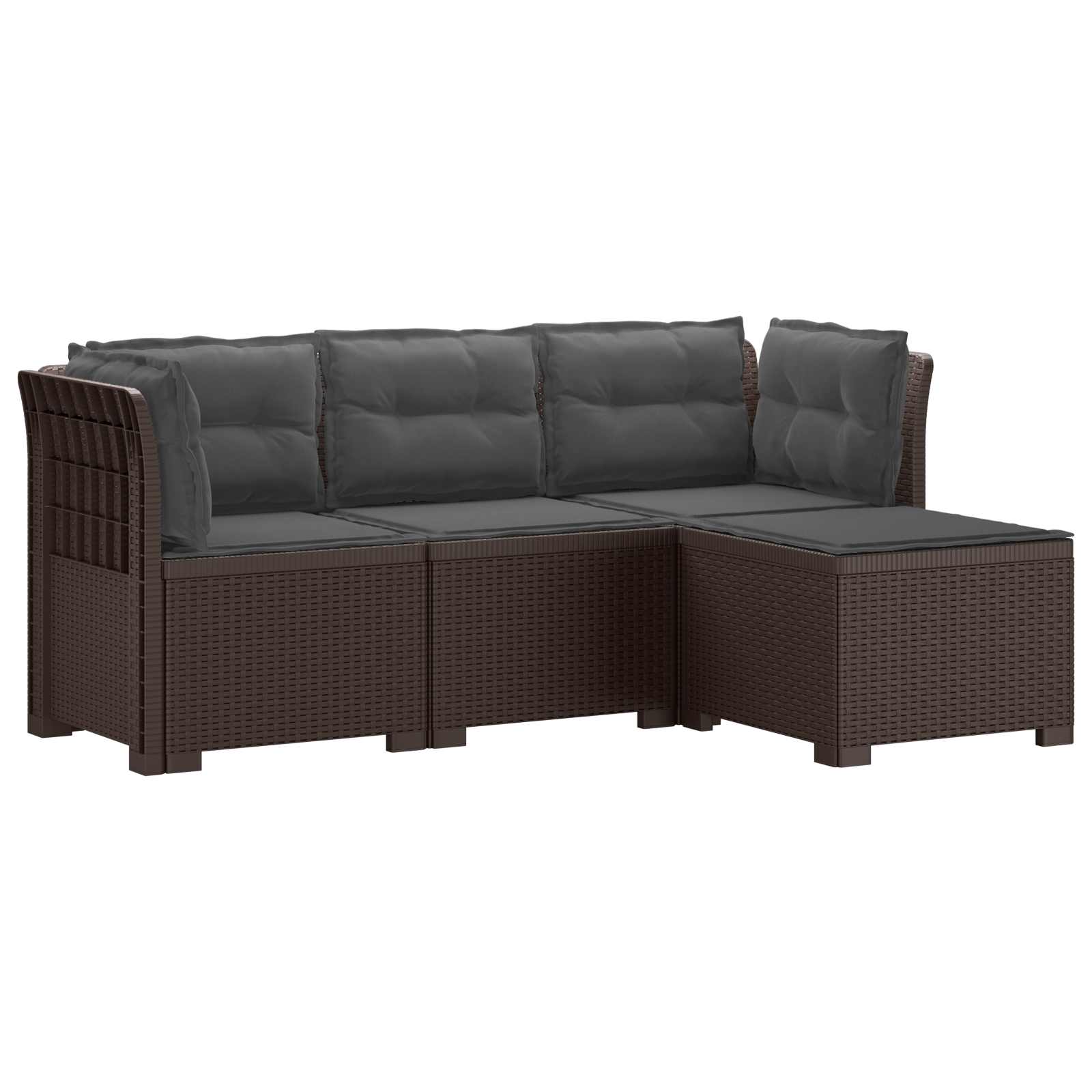 vidaXL 4-Persoons Tuinbank Rieten Look PP Antraciet