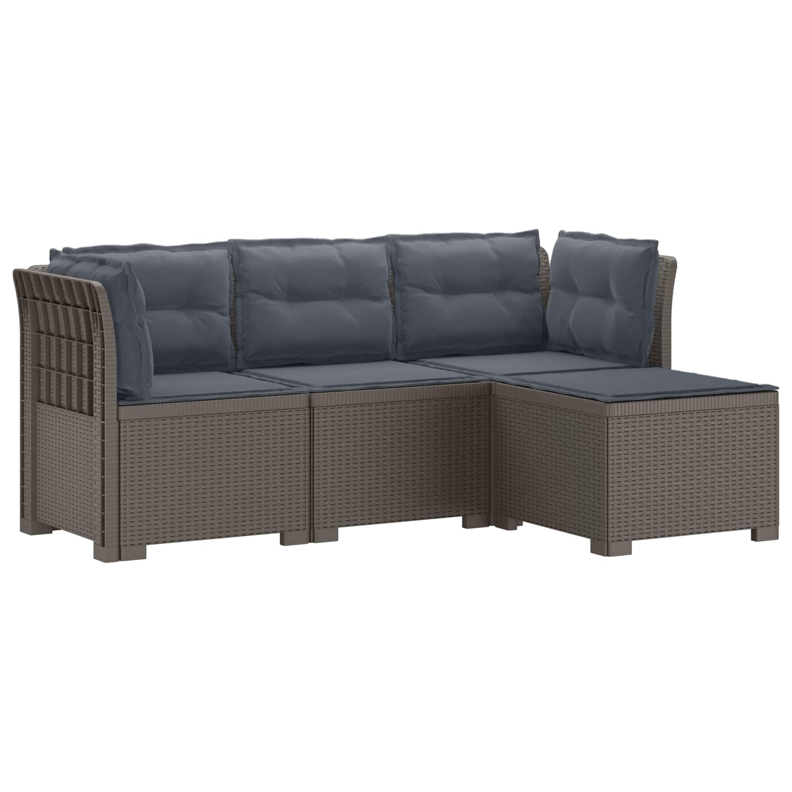 vidaXL 4-Persoons Tuinbank Rieten Look PP Antraciet