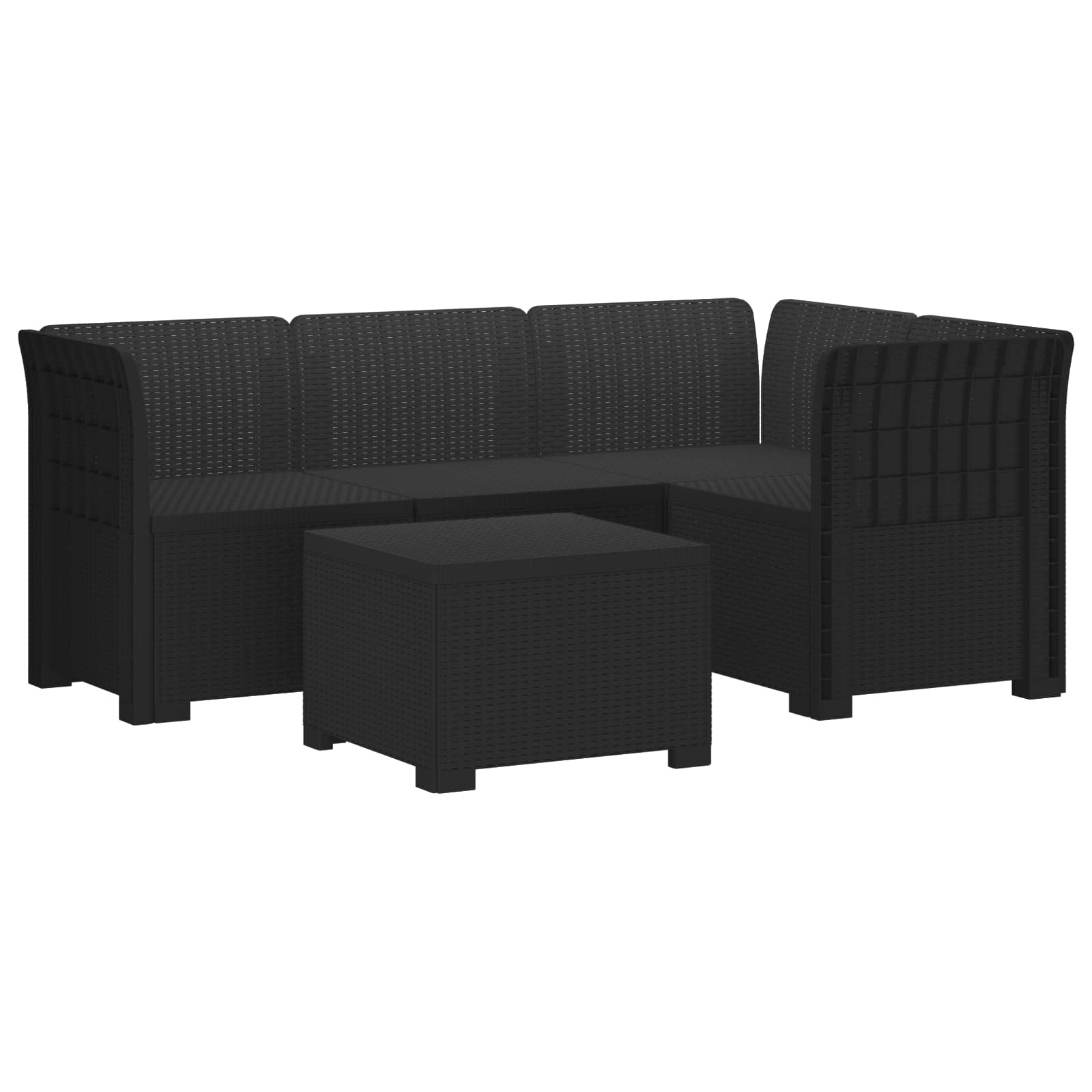 vidaXL 4-Persoons Tuinbank Rieten Look PP Antraciet