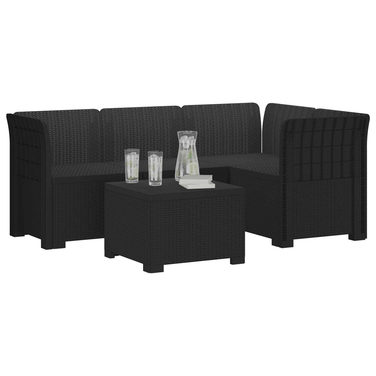 vidaXL 4-Persoons Tuinbank Rieten Look PP Antraciet