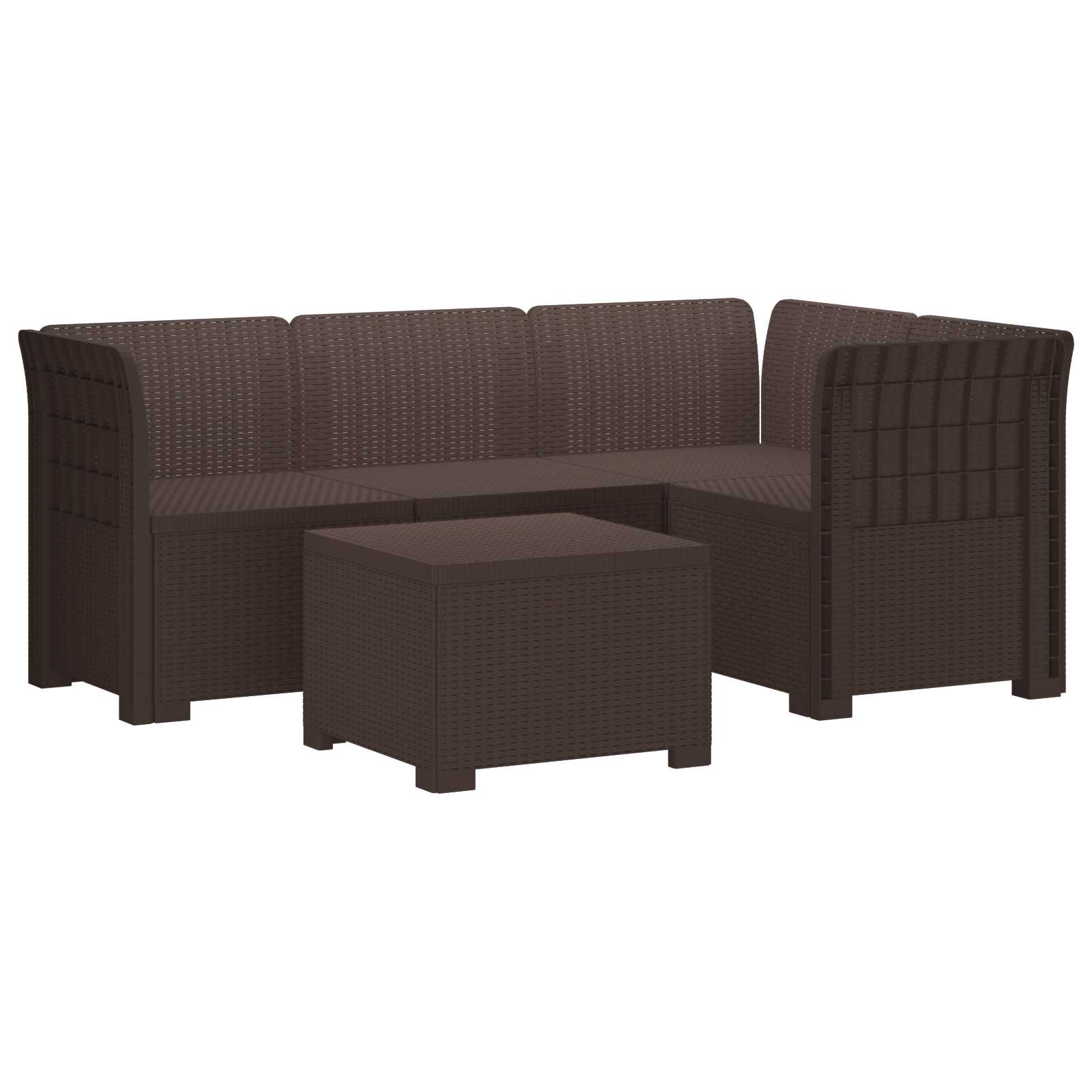 vidaXL 4-Persoons Tuinbank Rieten Look PP Antraciet
