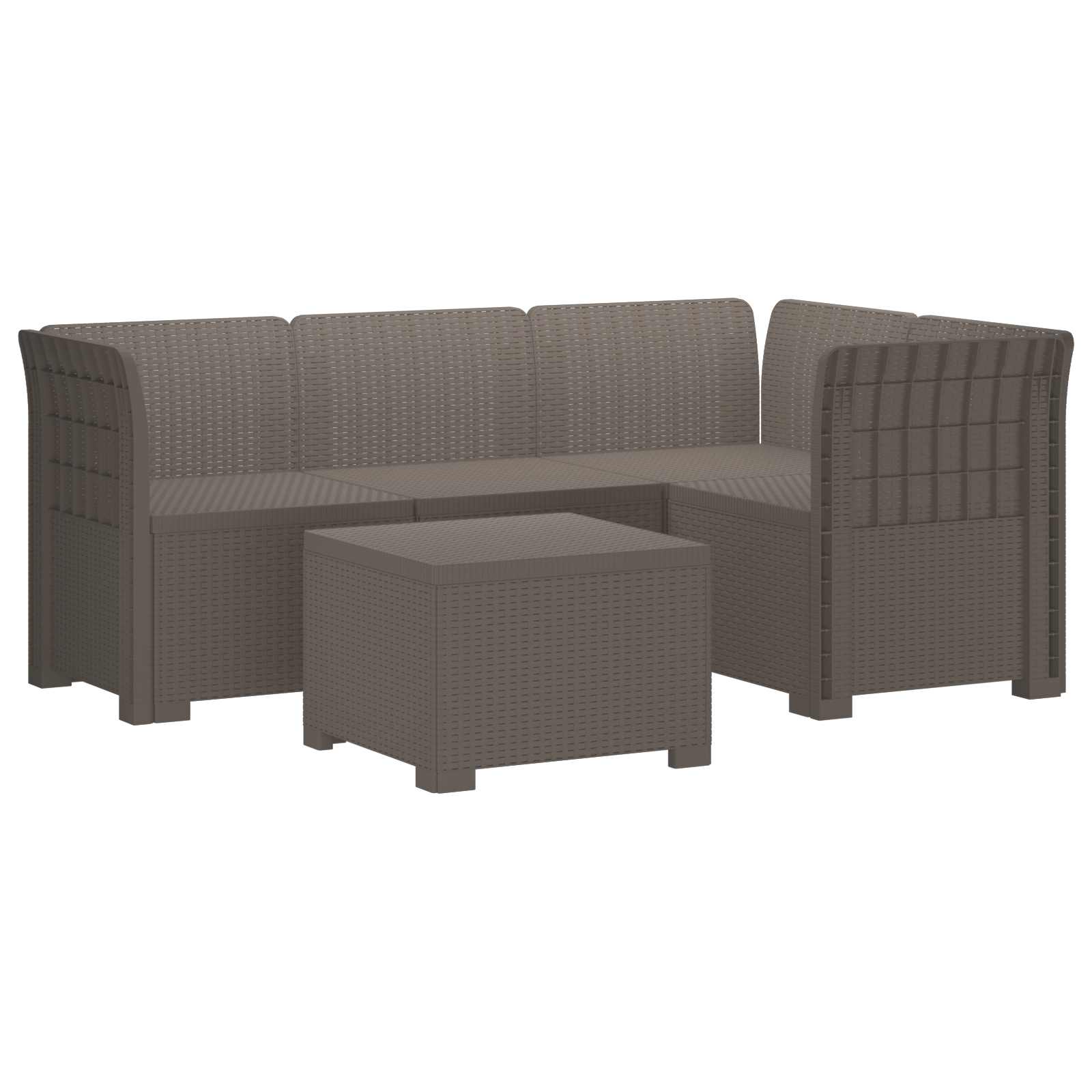 vidaXL 4-Persoons Tuinbank Rieten Look PP Antraciet