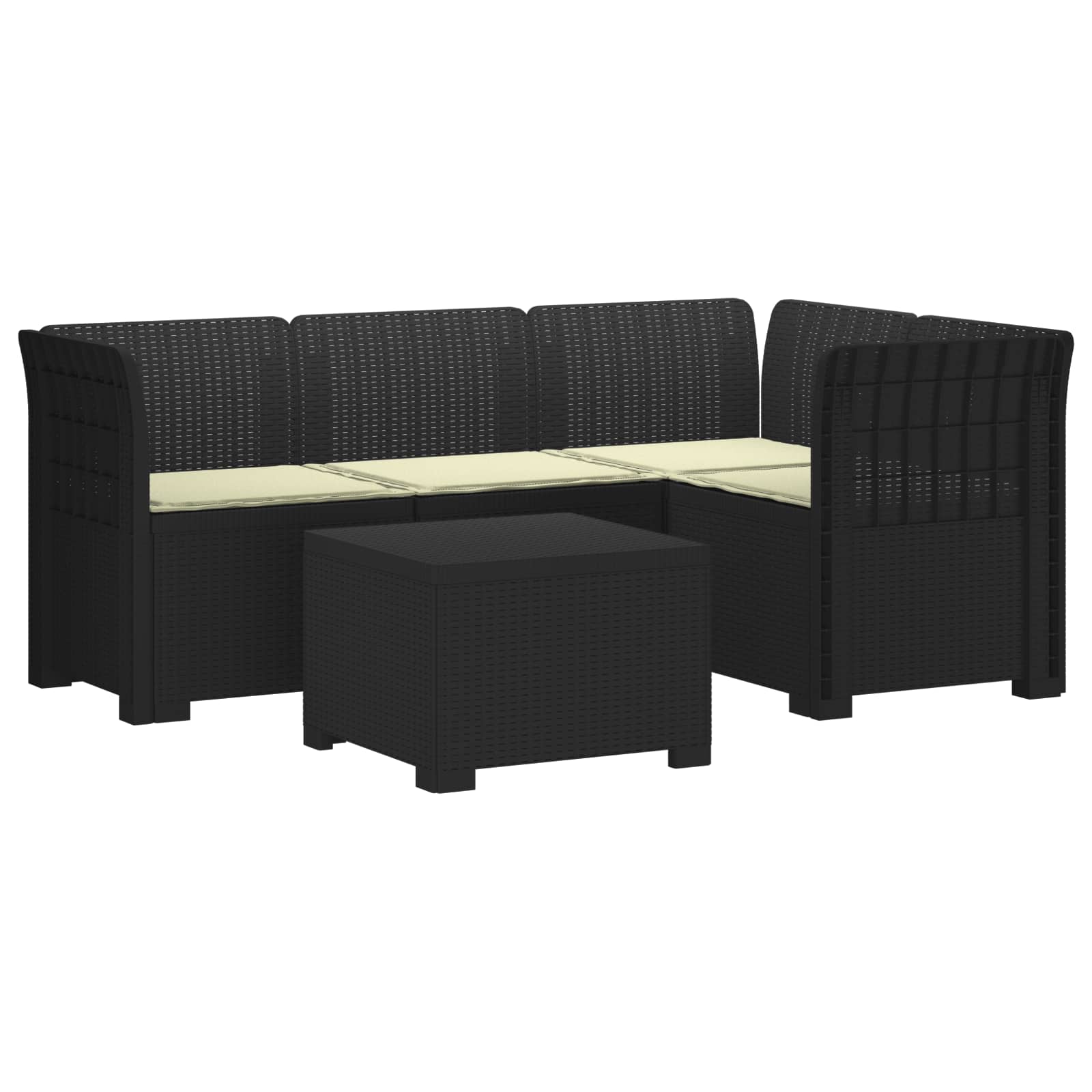 vidaXL 4-Persoons Tuinbank Rieten Look PP Antraciet