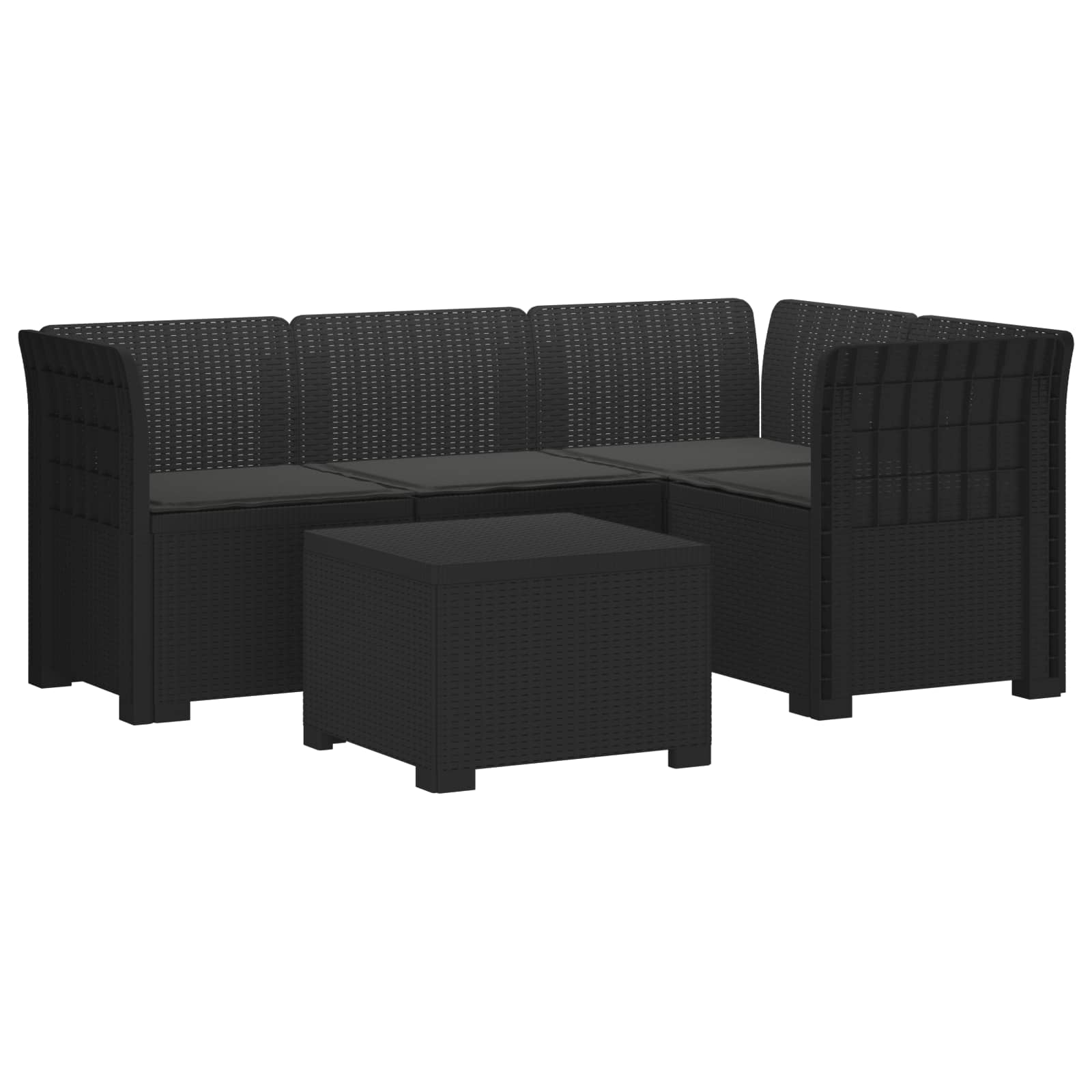 vidaXL 4-Persoons Tuinbank Rieten Look PP Antraciet