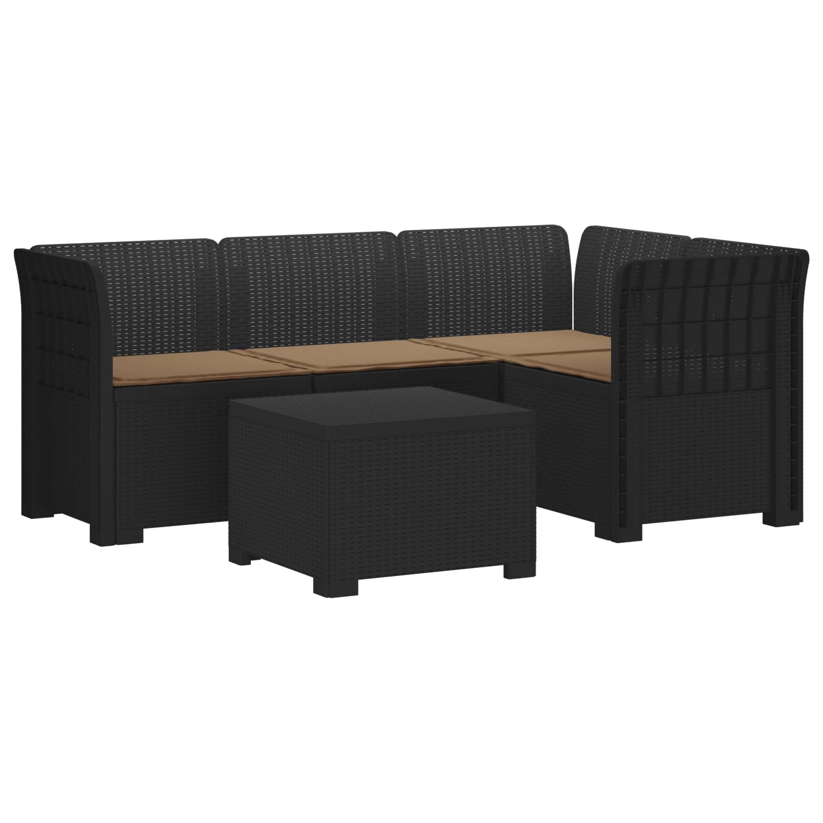 vidaXL 4-Persoons Tuinbank Rieten Look PP Antraciet