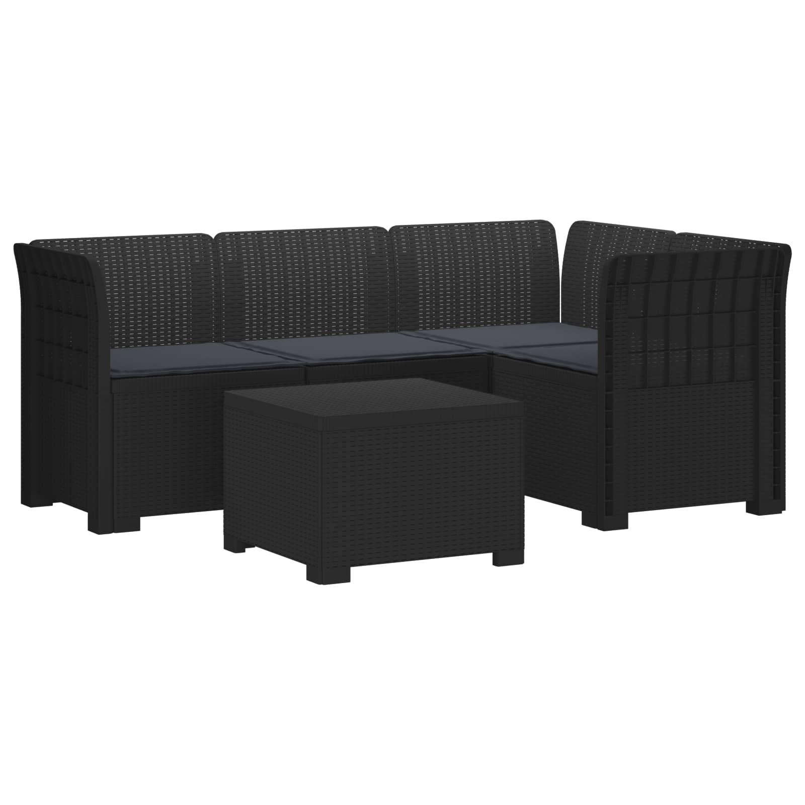 vidaXL 4-Persoons Tuinbank Rieten Look PP Antraciet