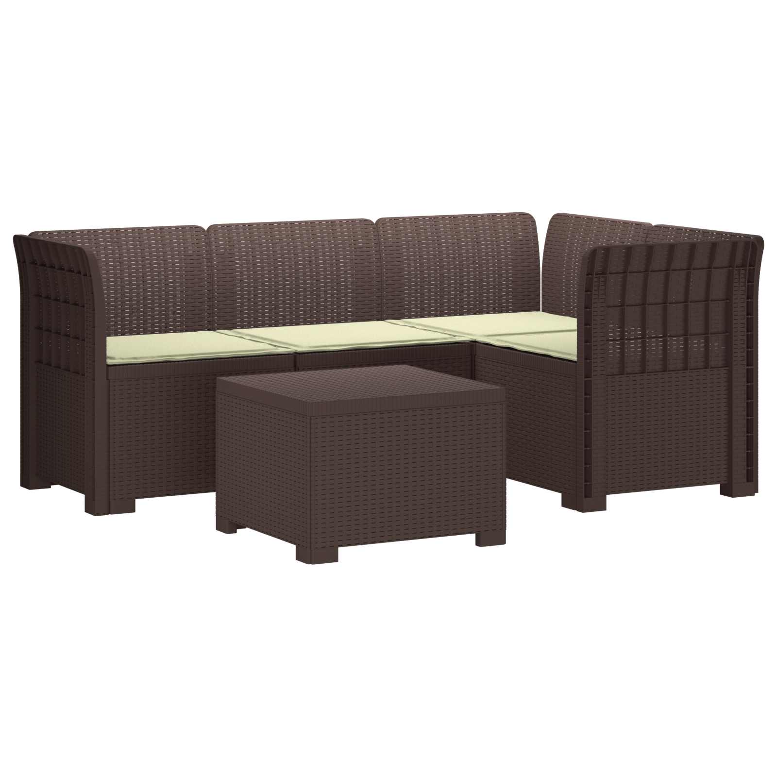 vidaXL 4-Persoons Tuinbank Rieten Look PP Antraciet