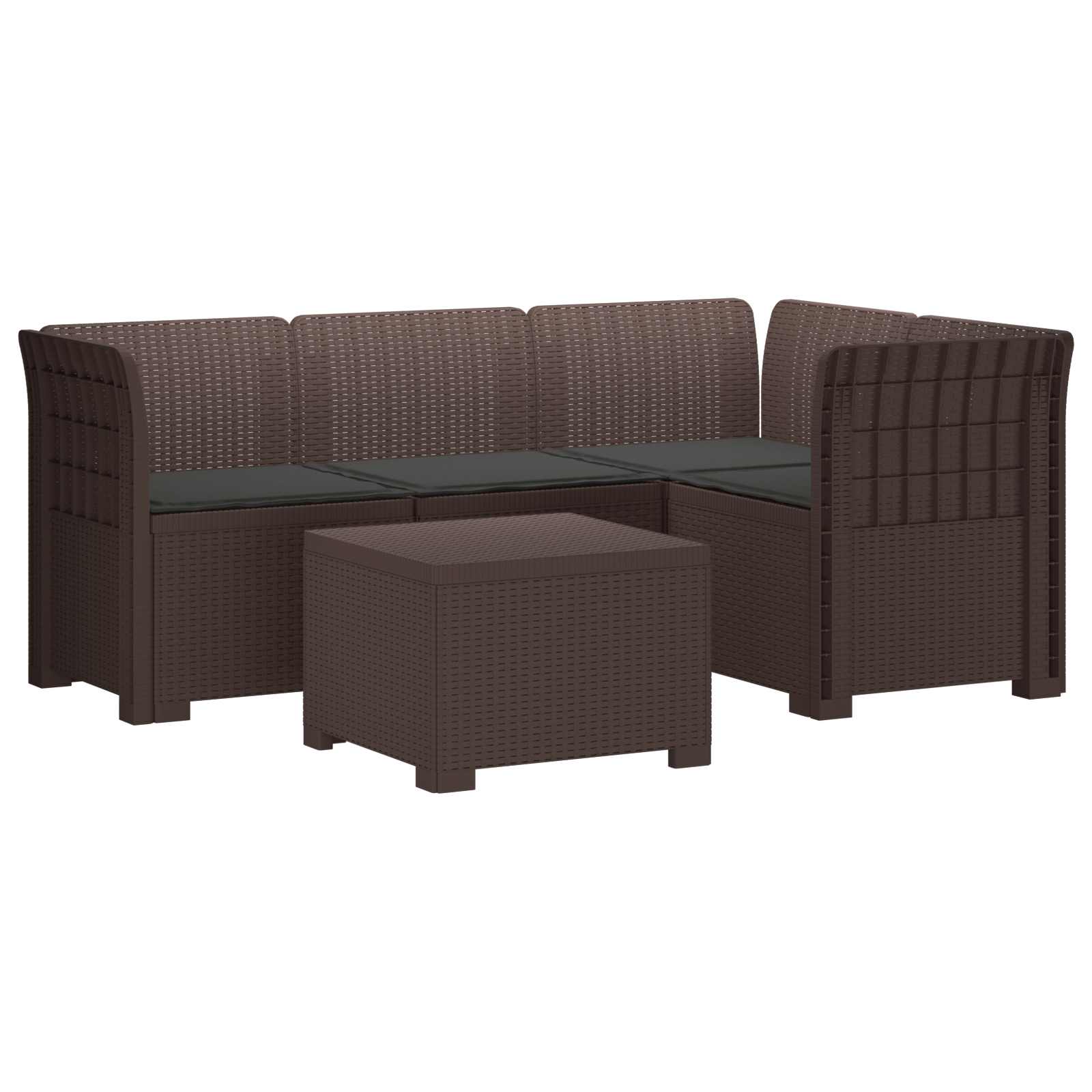 vidaXL 4-Persoons Tuinbank Rieten Look PP Antraciet
