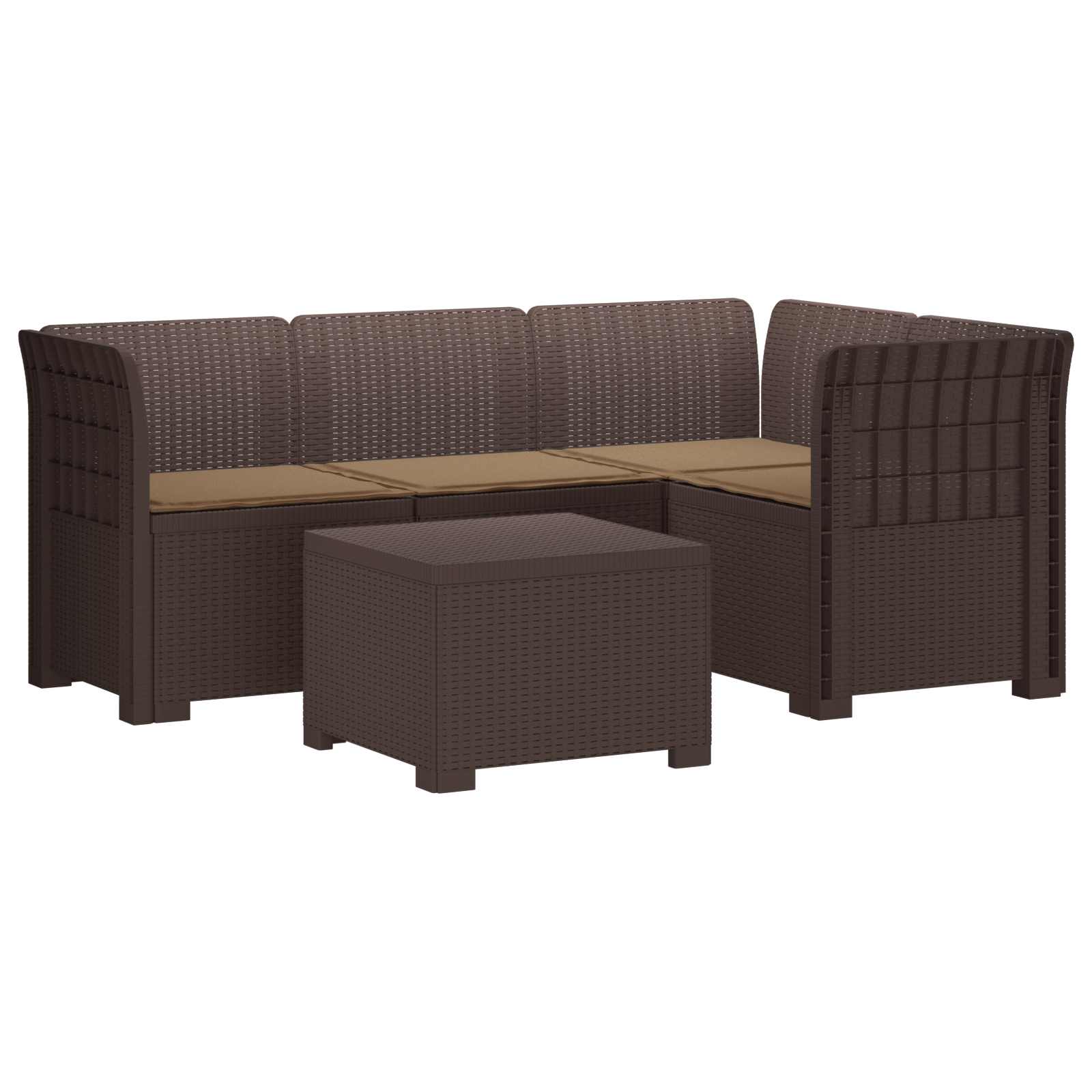 vidaXL 4-Persoons Tuinbank Rieten Look PP Antraciet