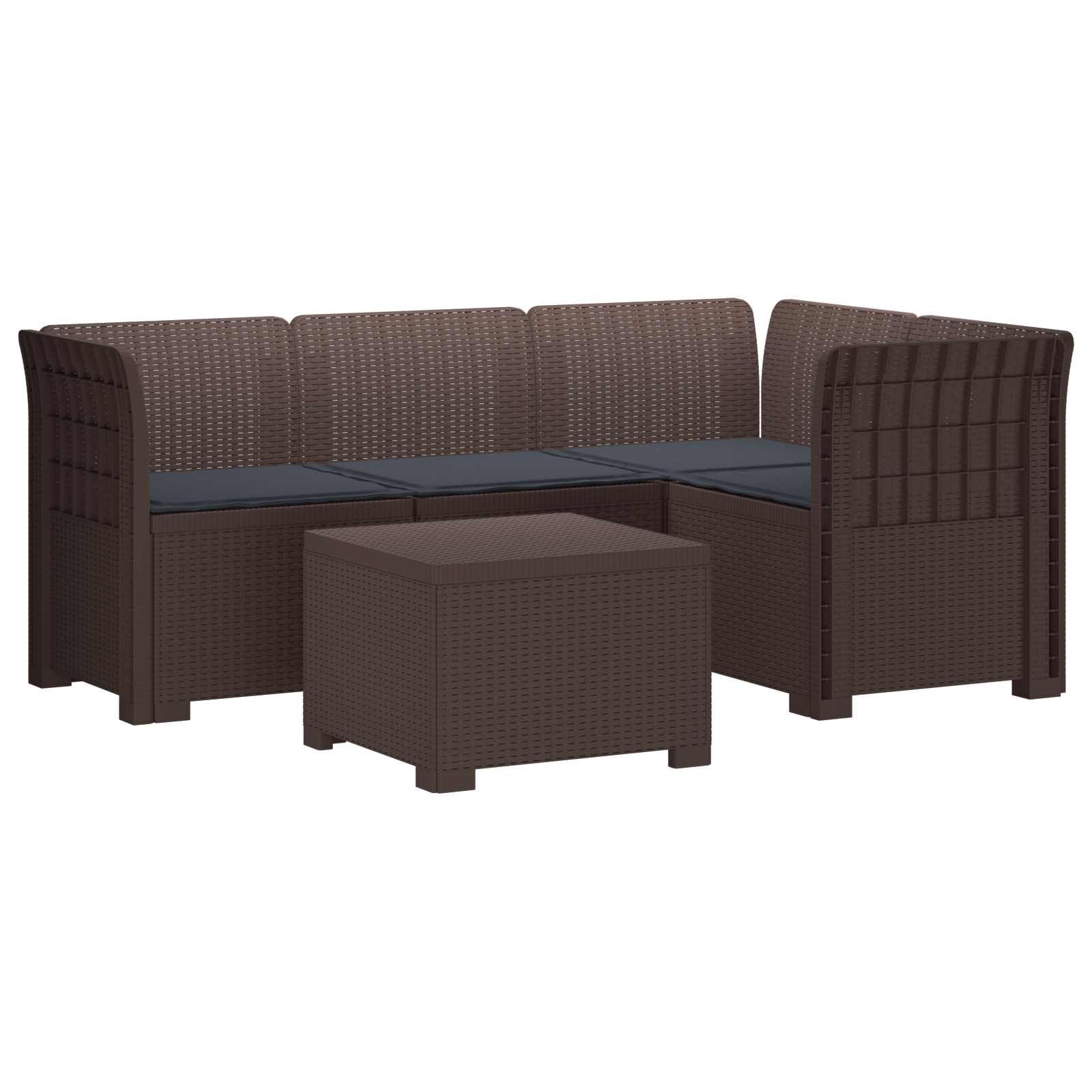 vidaXL 4-Persoons Tuinbank Rieten Look PP Antraciet