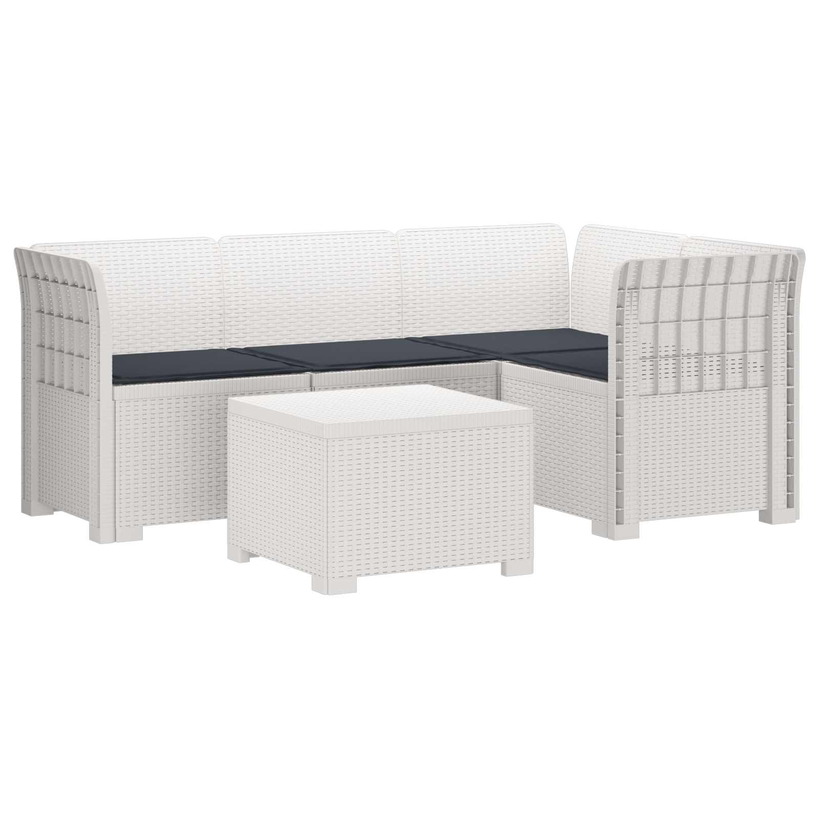 vidaXL 4-Persoons Tuinbank Rieten Look PP Antraciet