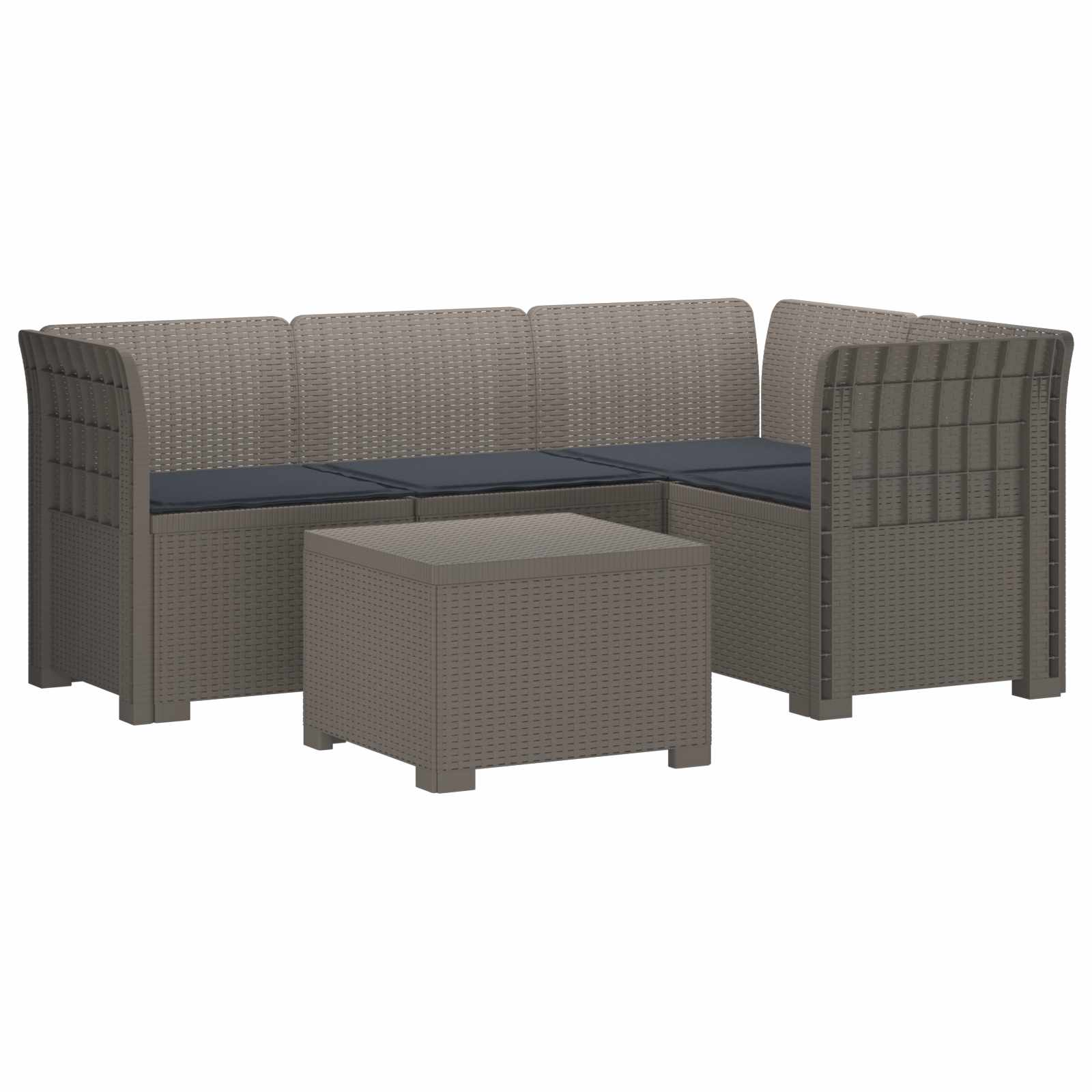 vidaXL 4-Persoons Tuinbank Rieten Look PP Antraciet