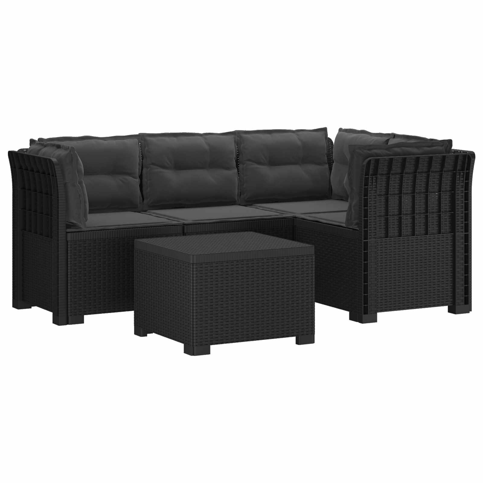 vidaXL 4-Persoons Tuinbank Rieten Look PP Antraciet