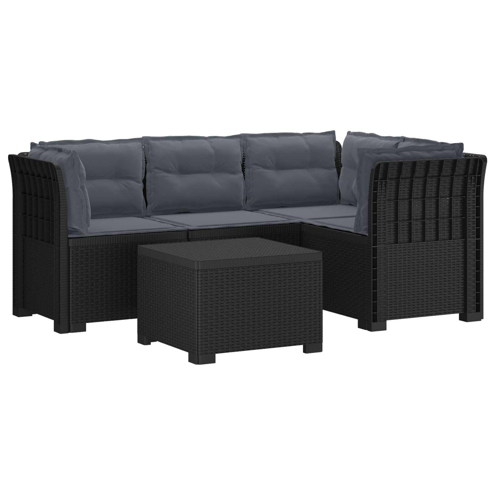 vidaXL 4-Persoons Tuinbank Rieten Look PP Antraciet