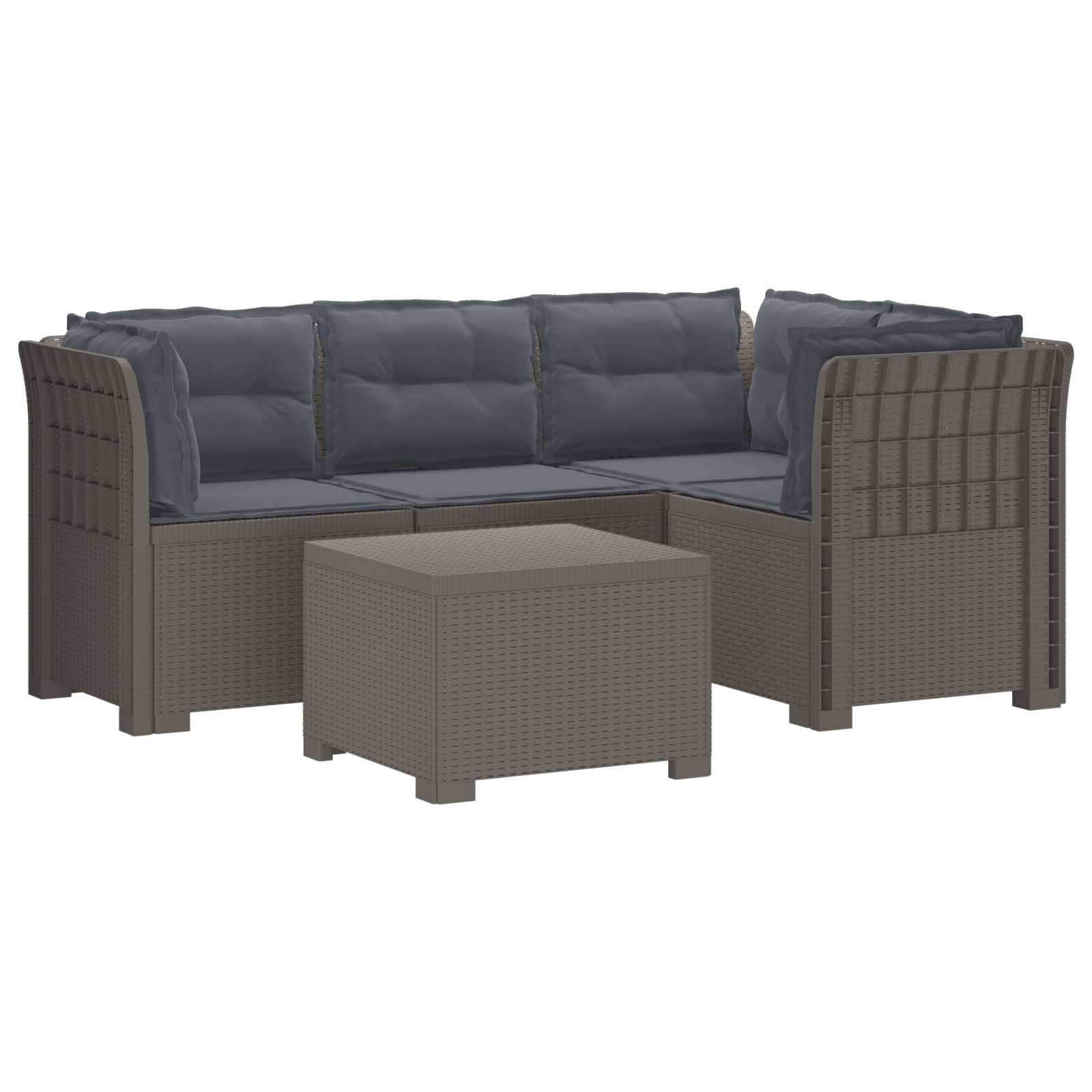 vidaXL 4-Persoons Tuinbank Rieten Look PP Antraciet