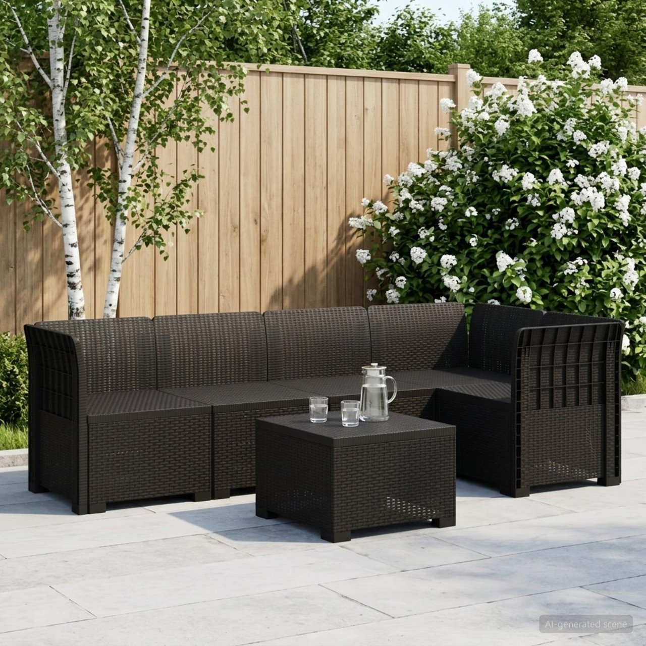 vidaXL 5-Zits Tuin Sofa Rattan Look PP Antraciet